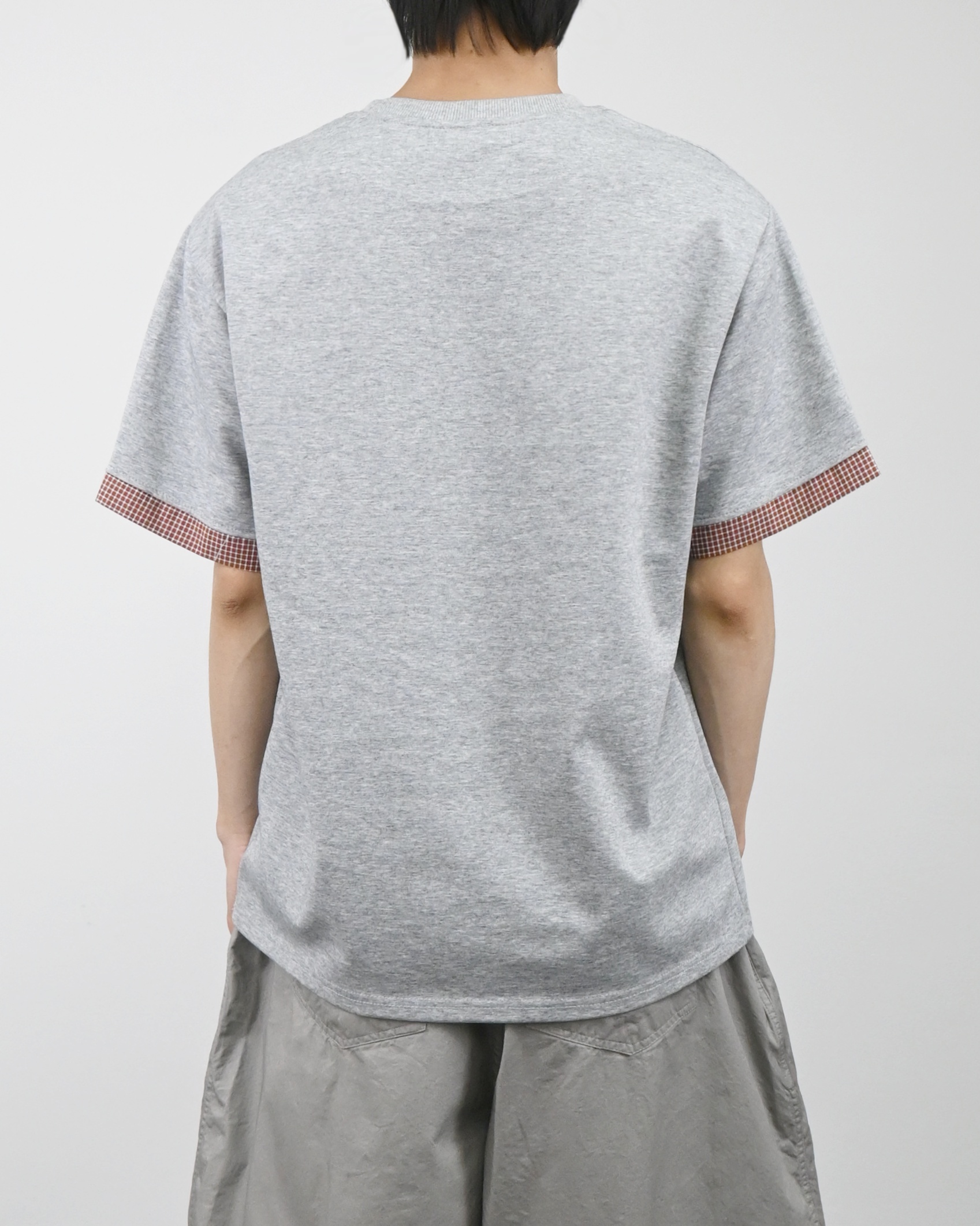 check roll-up half t-shirt