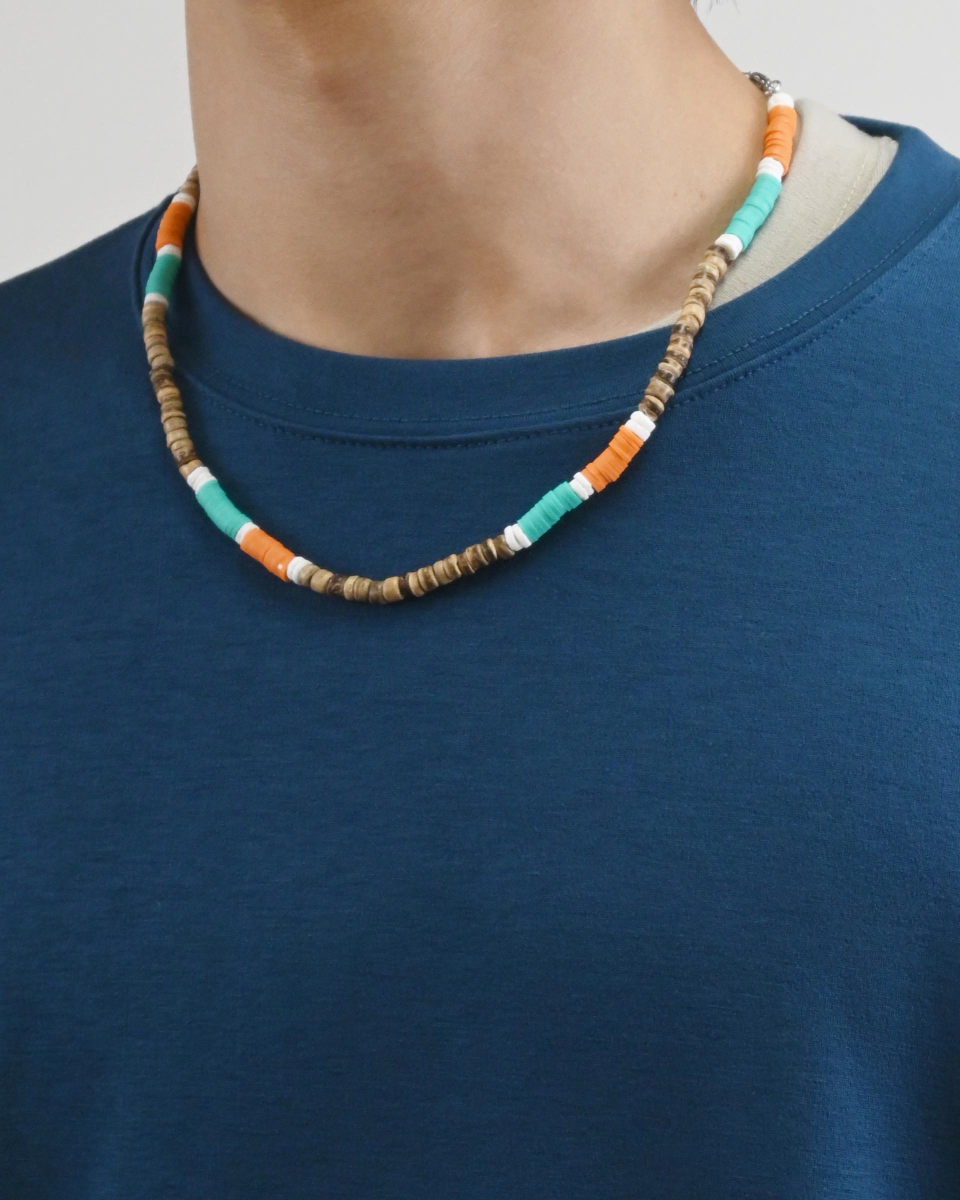 wood bead cowrie necklace