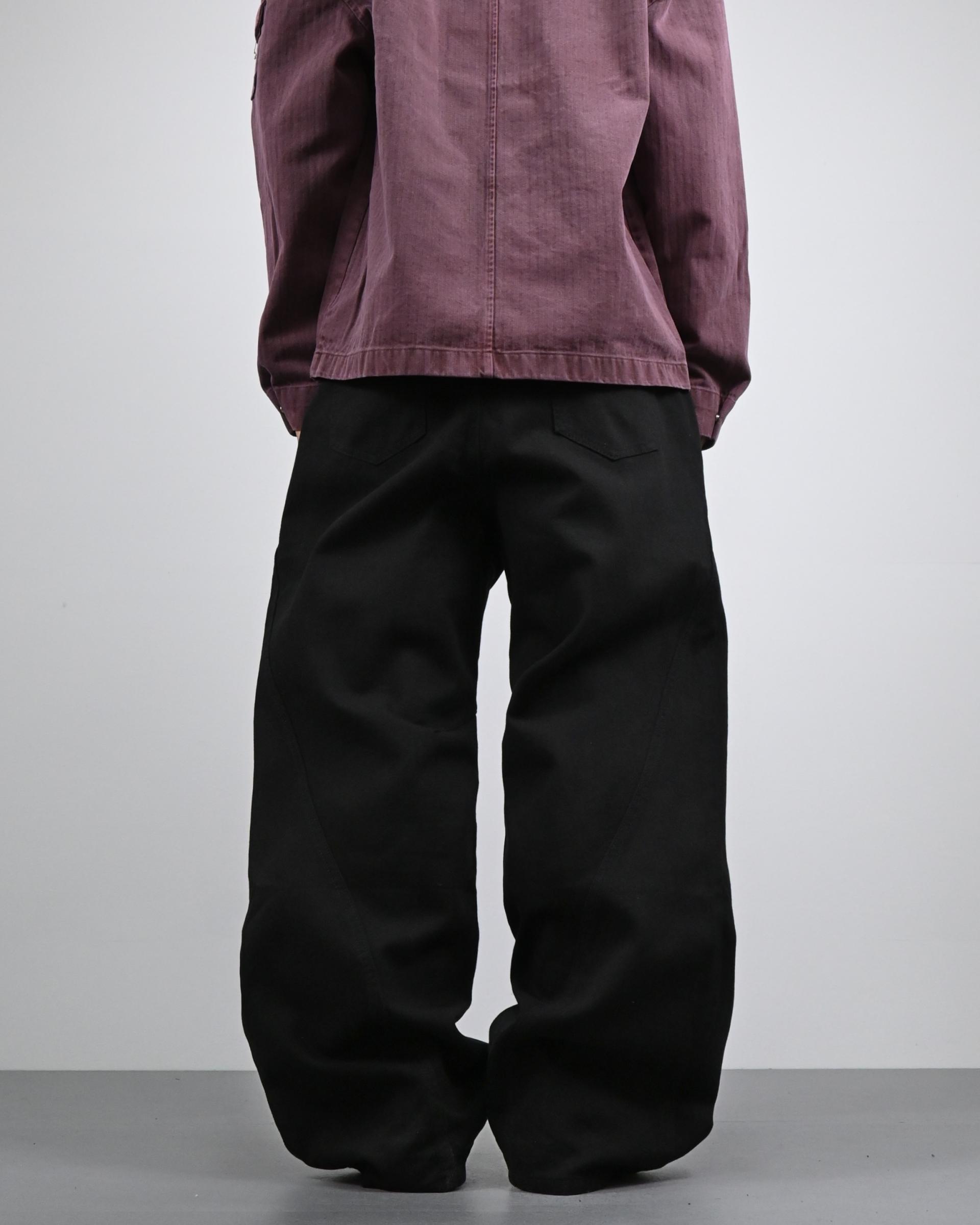 curved seam line cotton pants