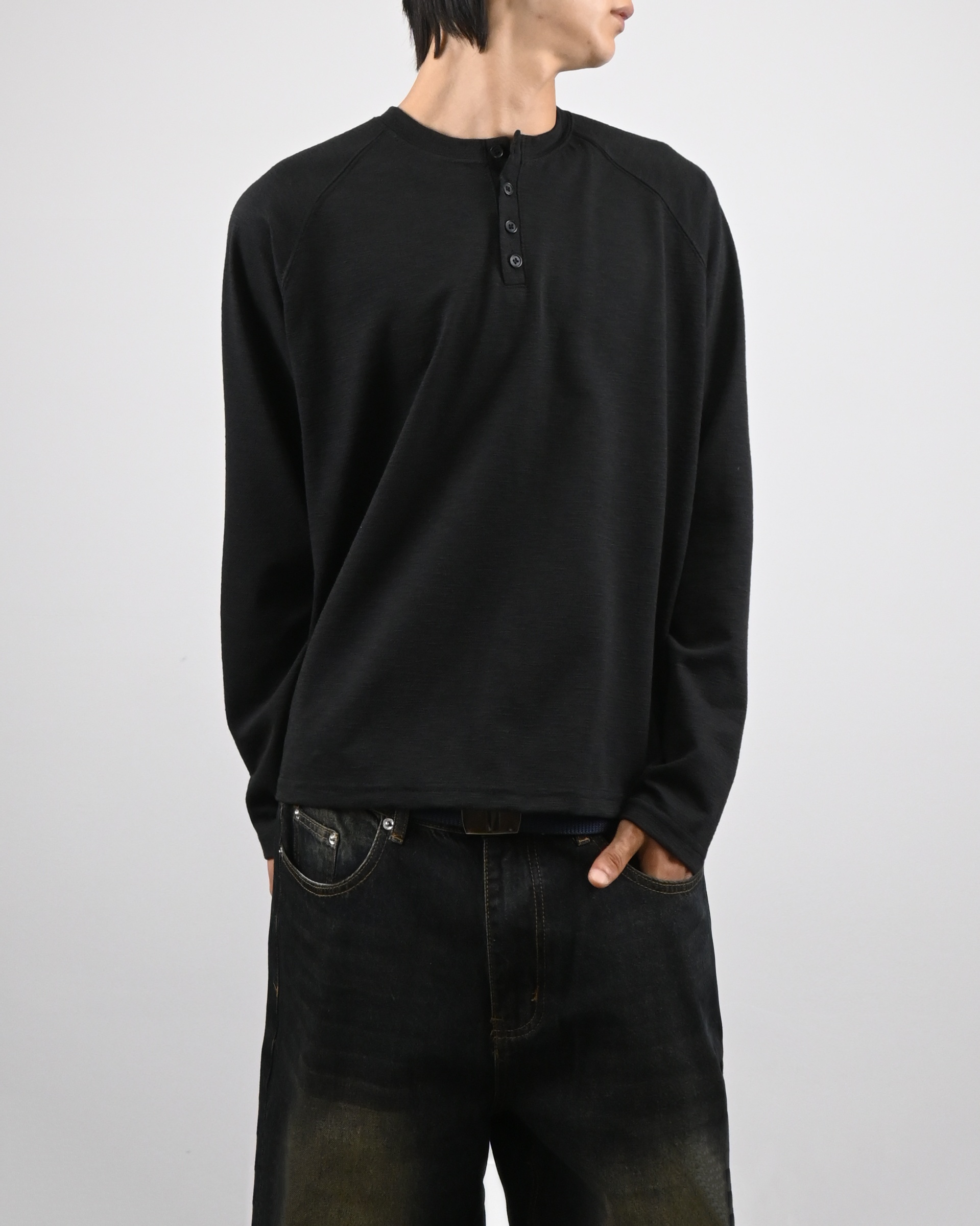slub raglan henley neck