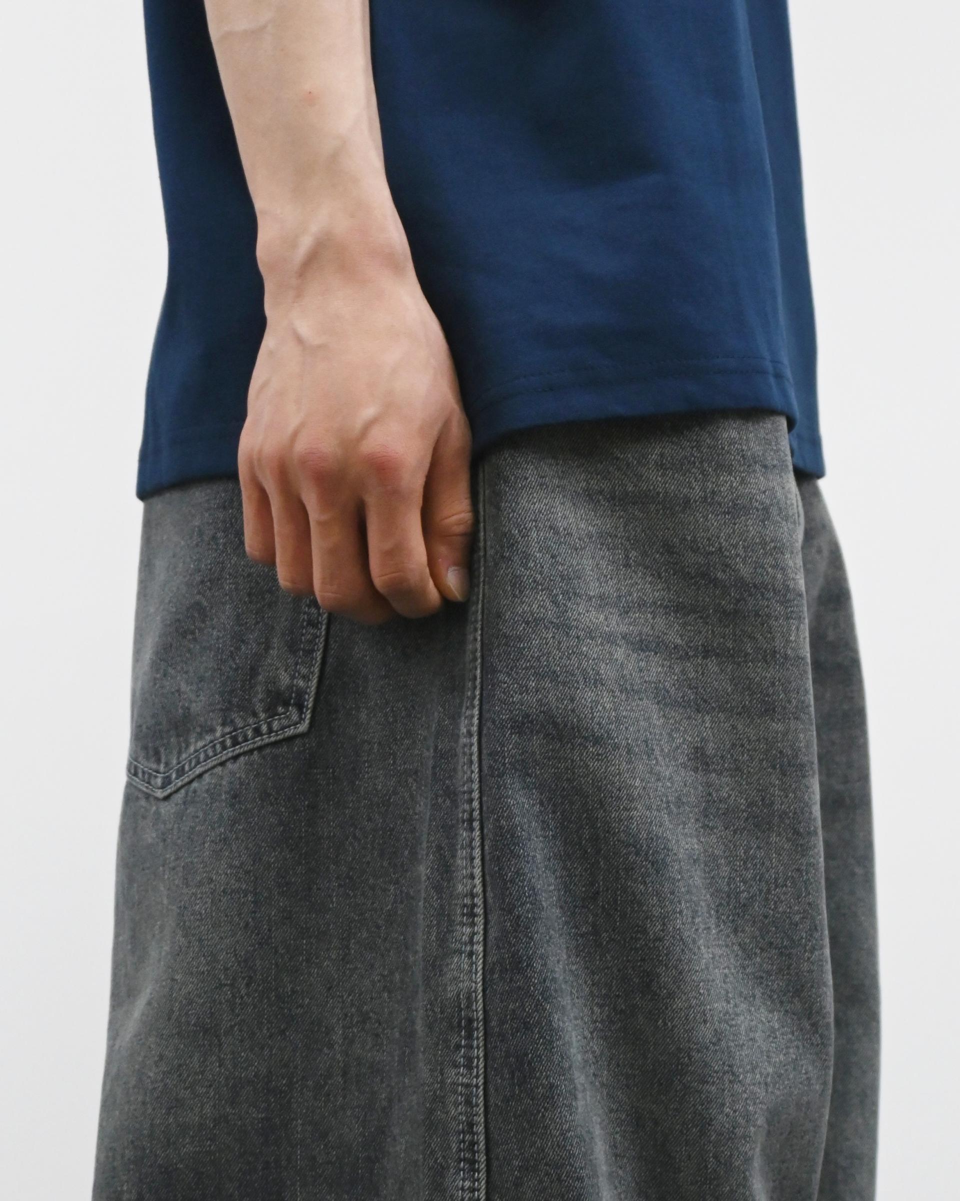 dart balloon denim pants (dark blue)