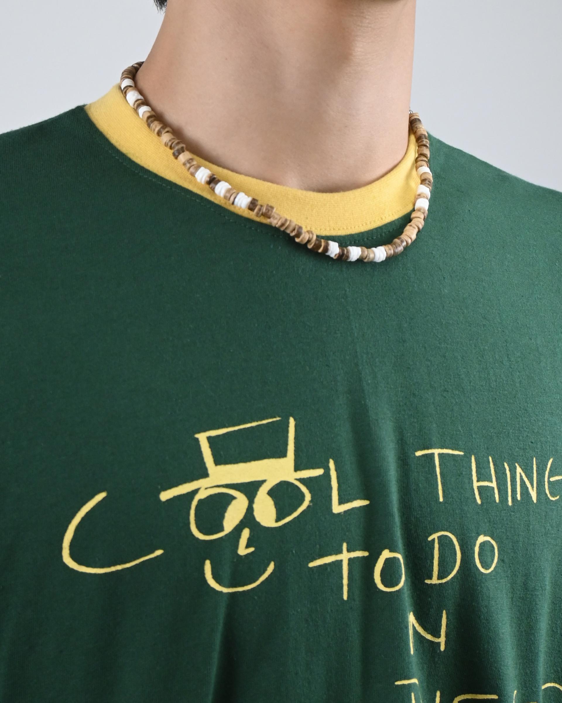 wood bead cowrie necklace