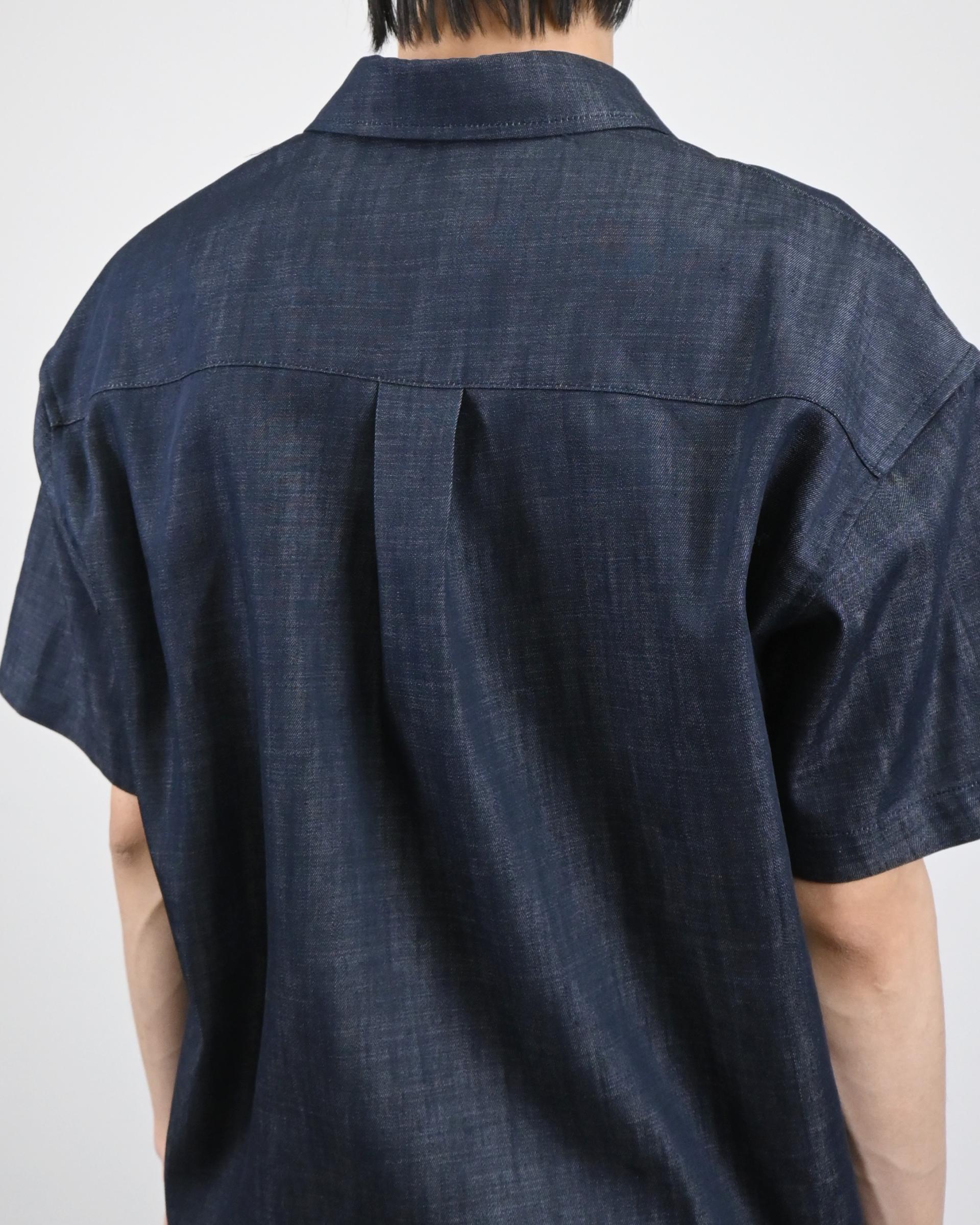 linen pocket half denim shirt