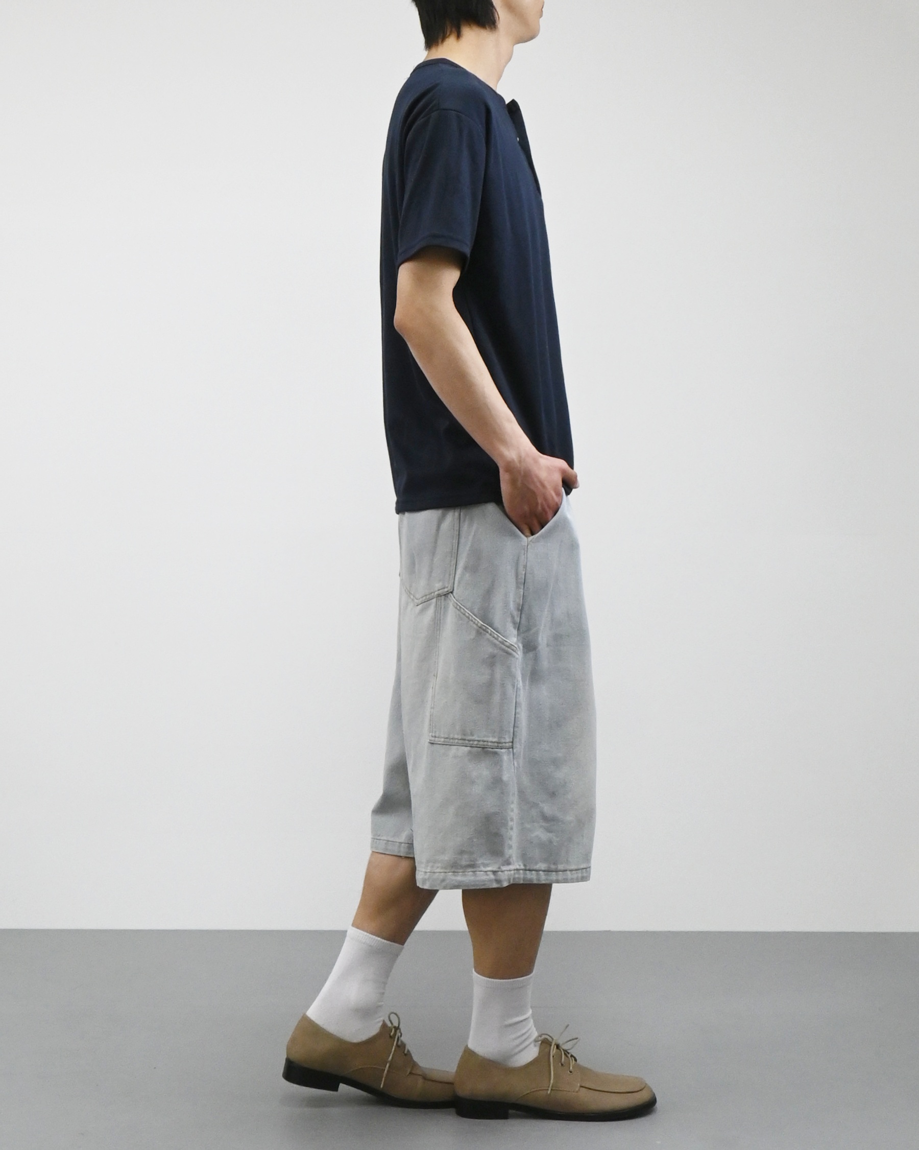 banding vintage carpenter bermuda denim pants