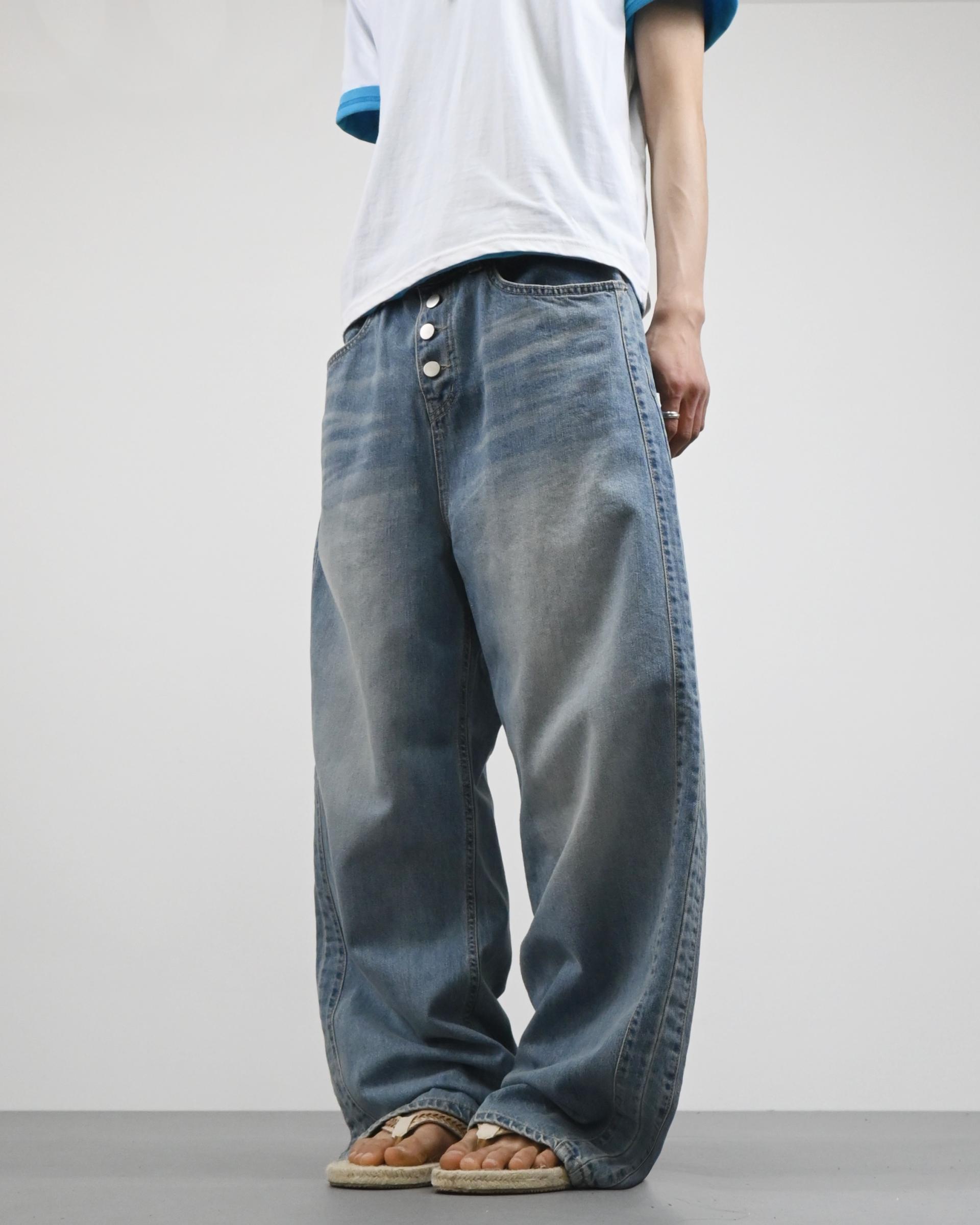 snap track denim pants