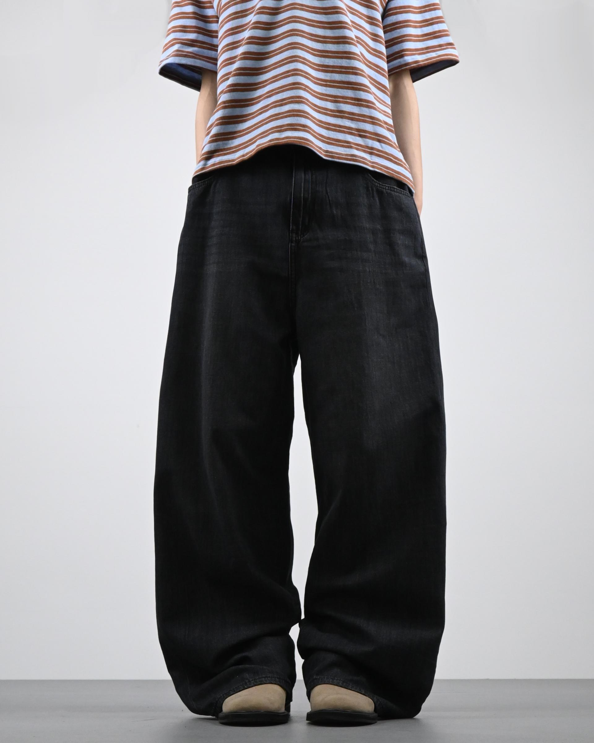 straight linen denim pants