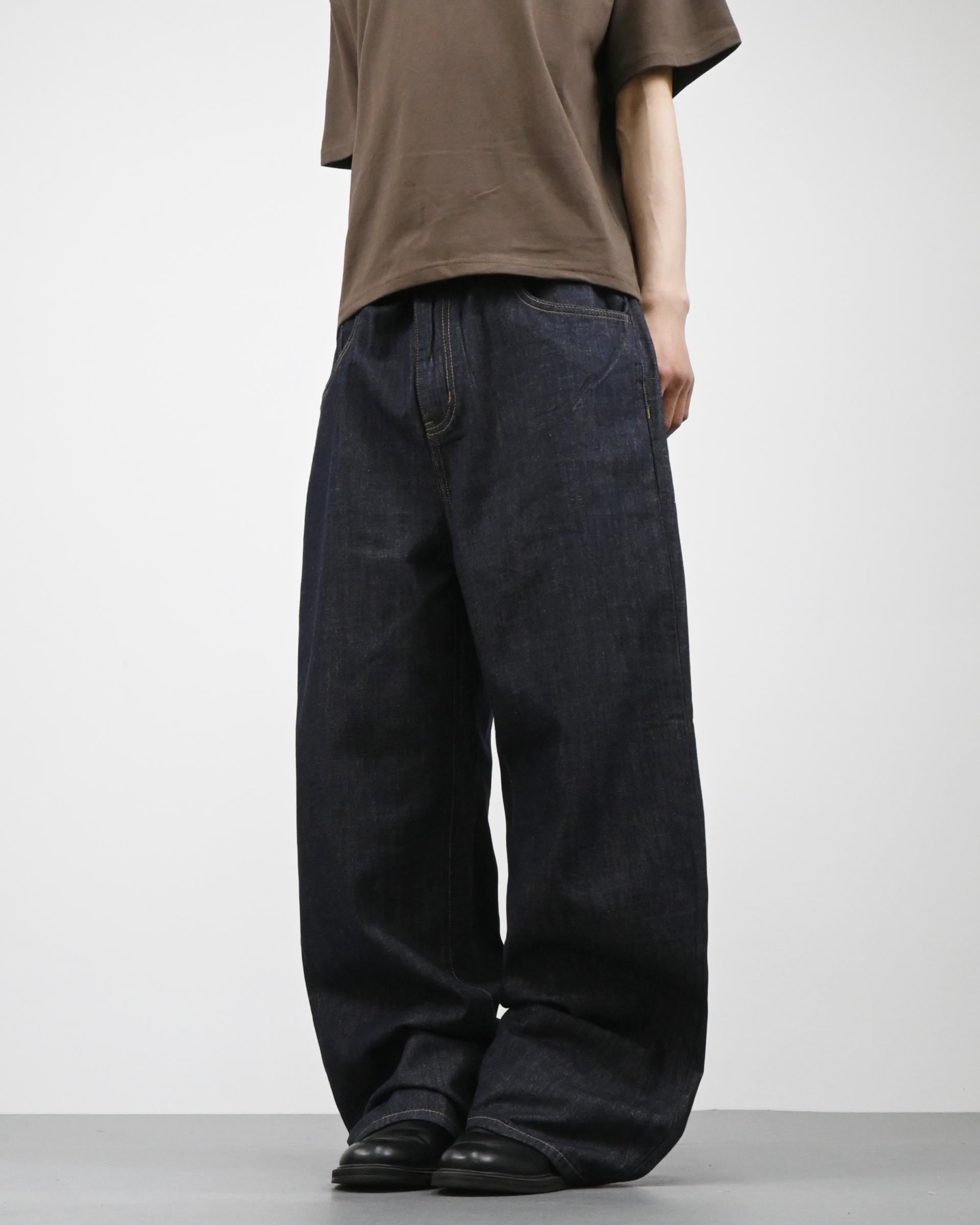straight linen denim pants