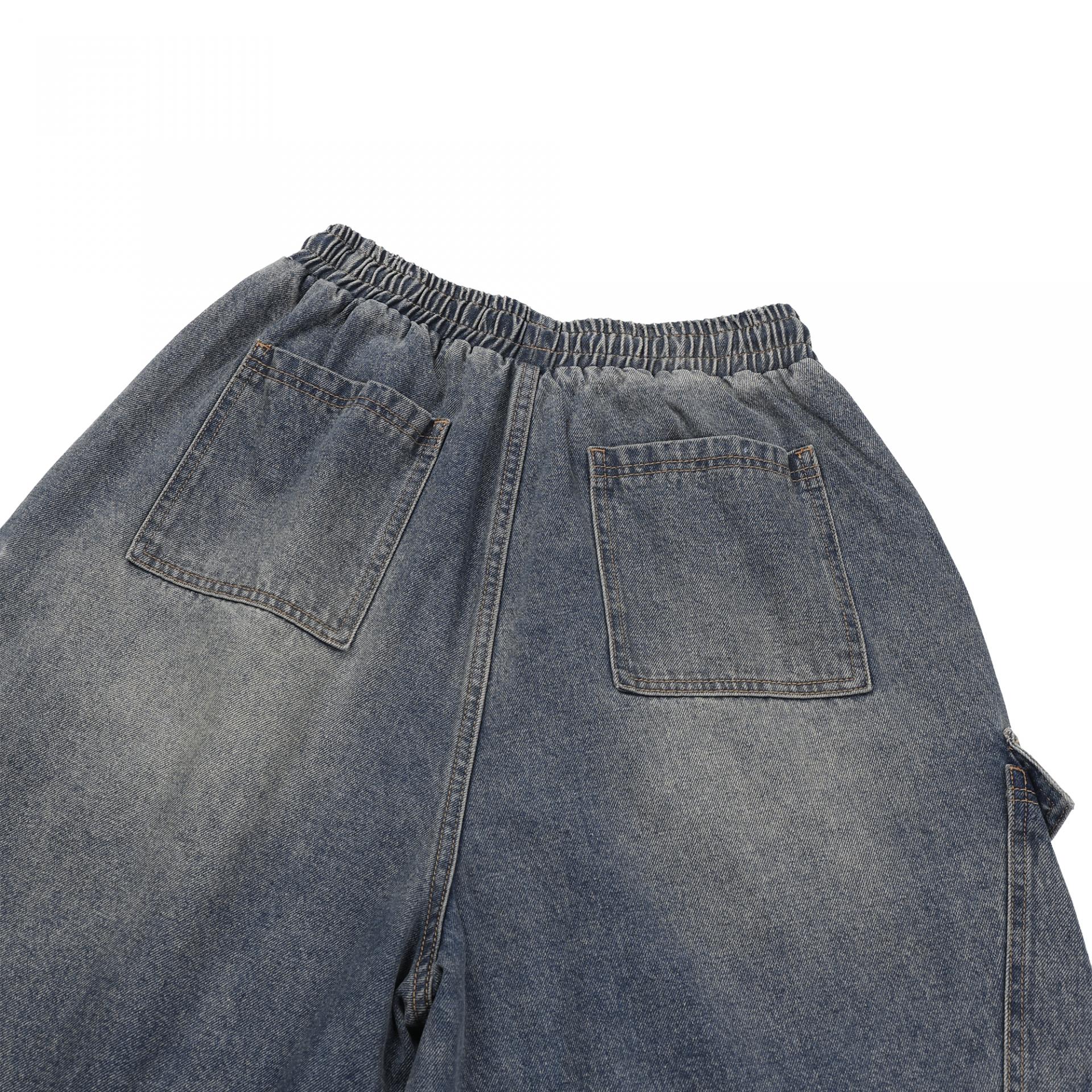 vintage washing cargo bermuda denim pants