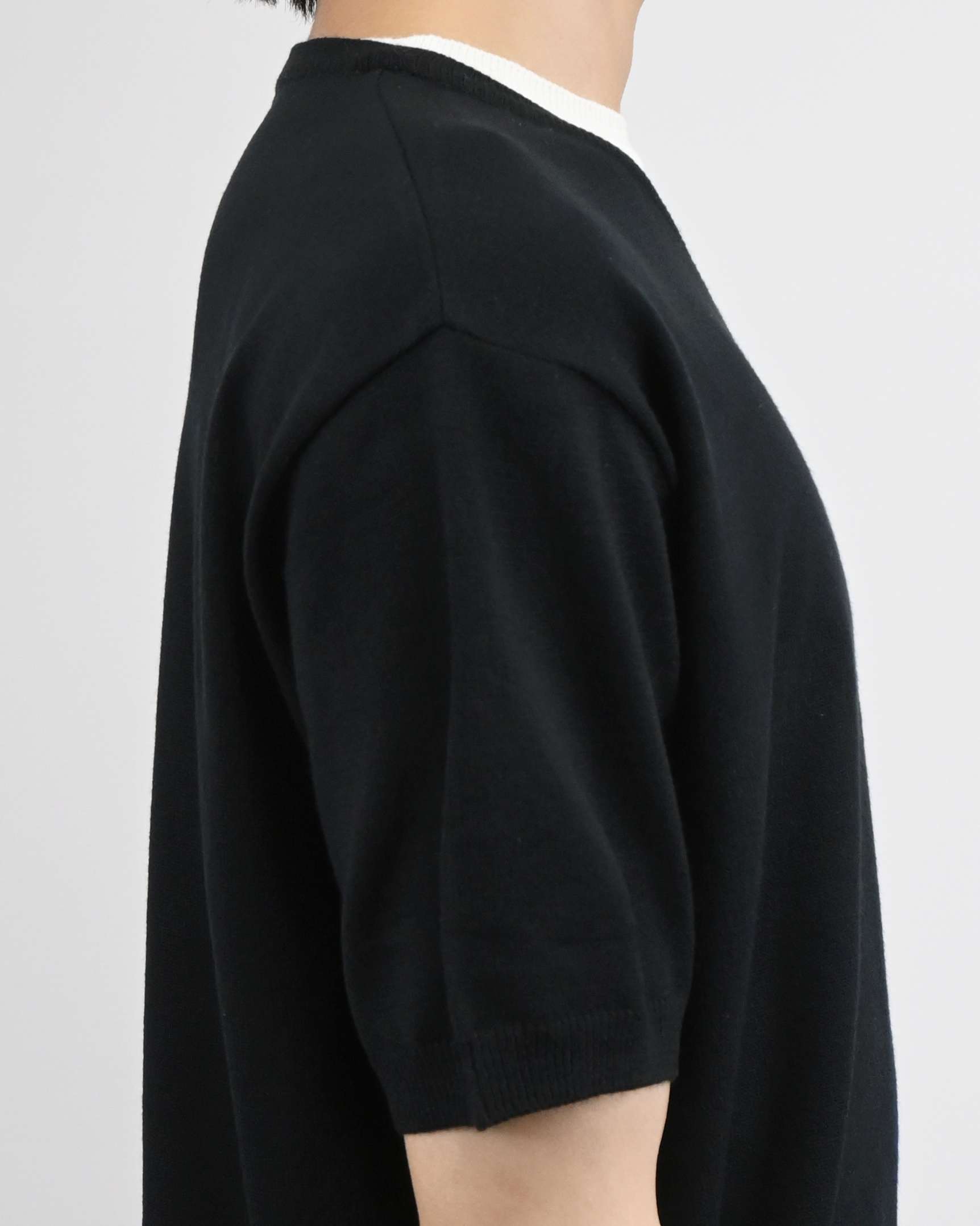 v-neck layered half knit