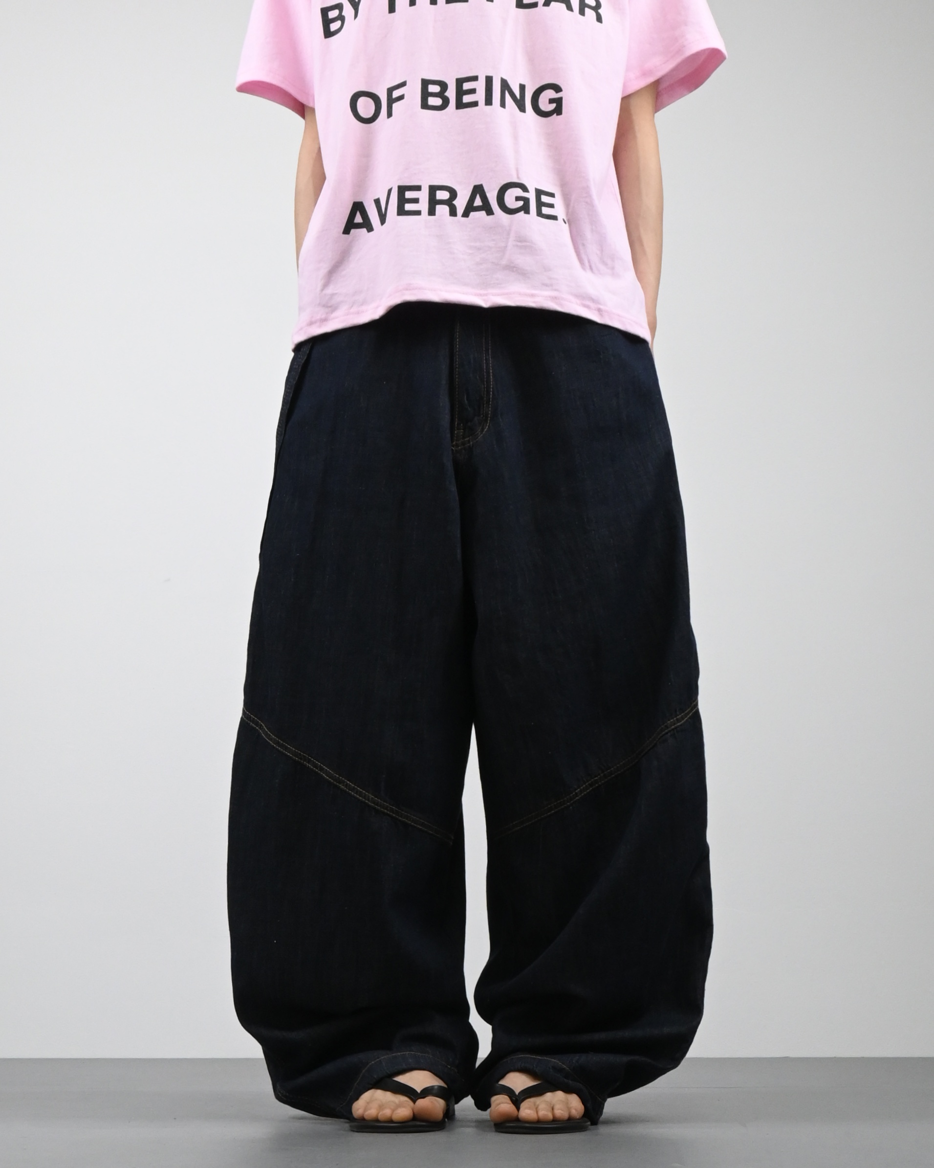 rope swelly curved denim pants
