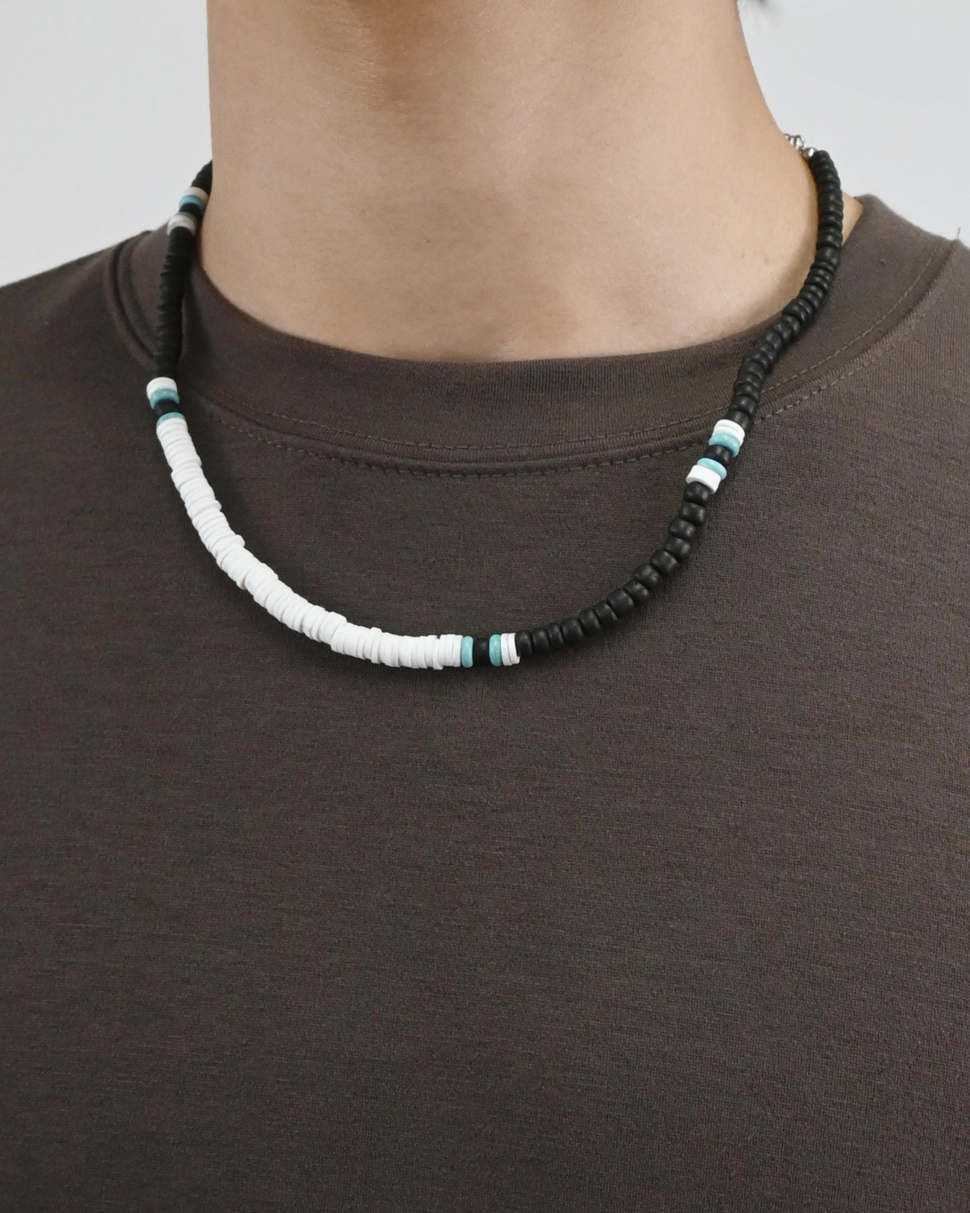 wood bead cowrie necklace