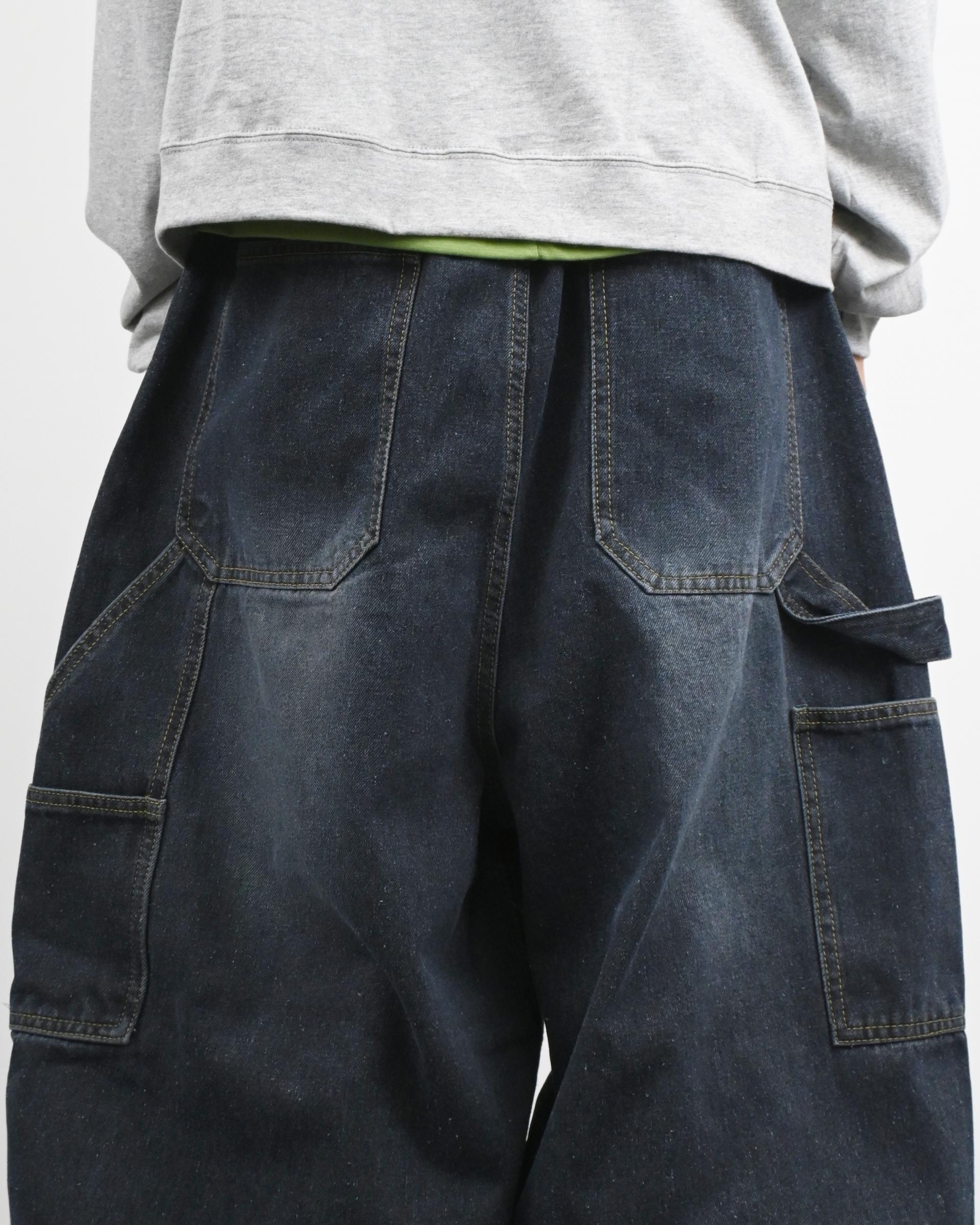 ash washed carpenter balloon denim pants