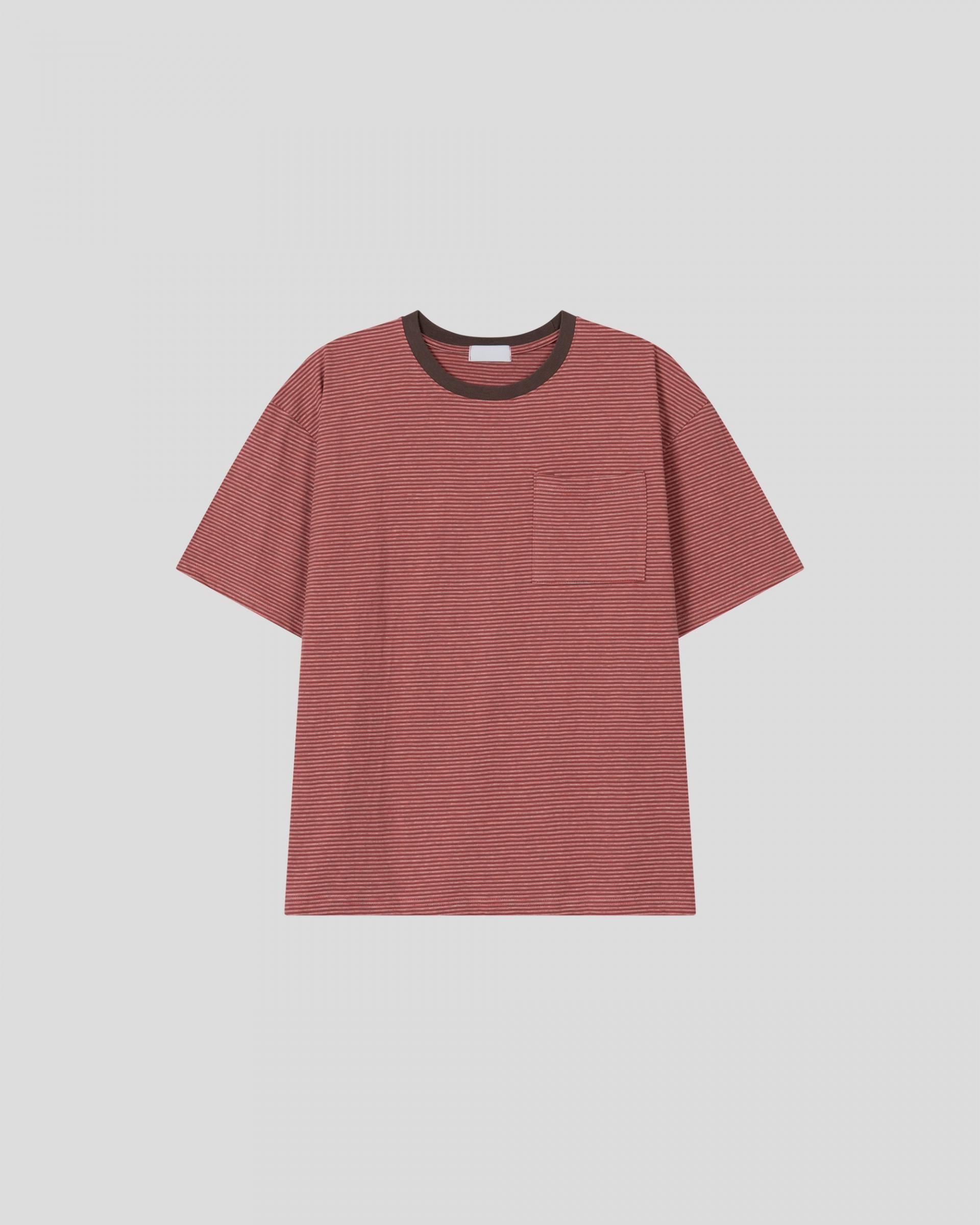 ringer stripe pocket half-t-shirt