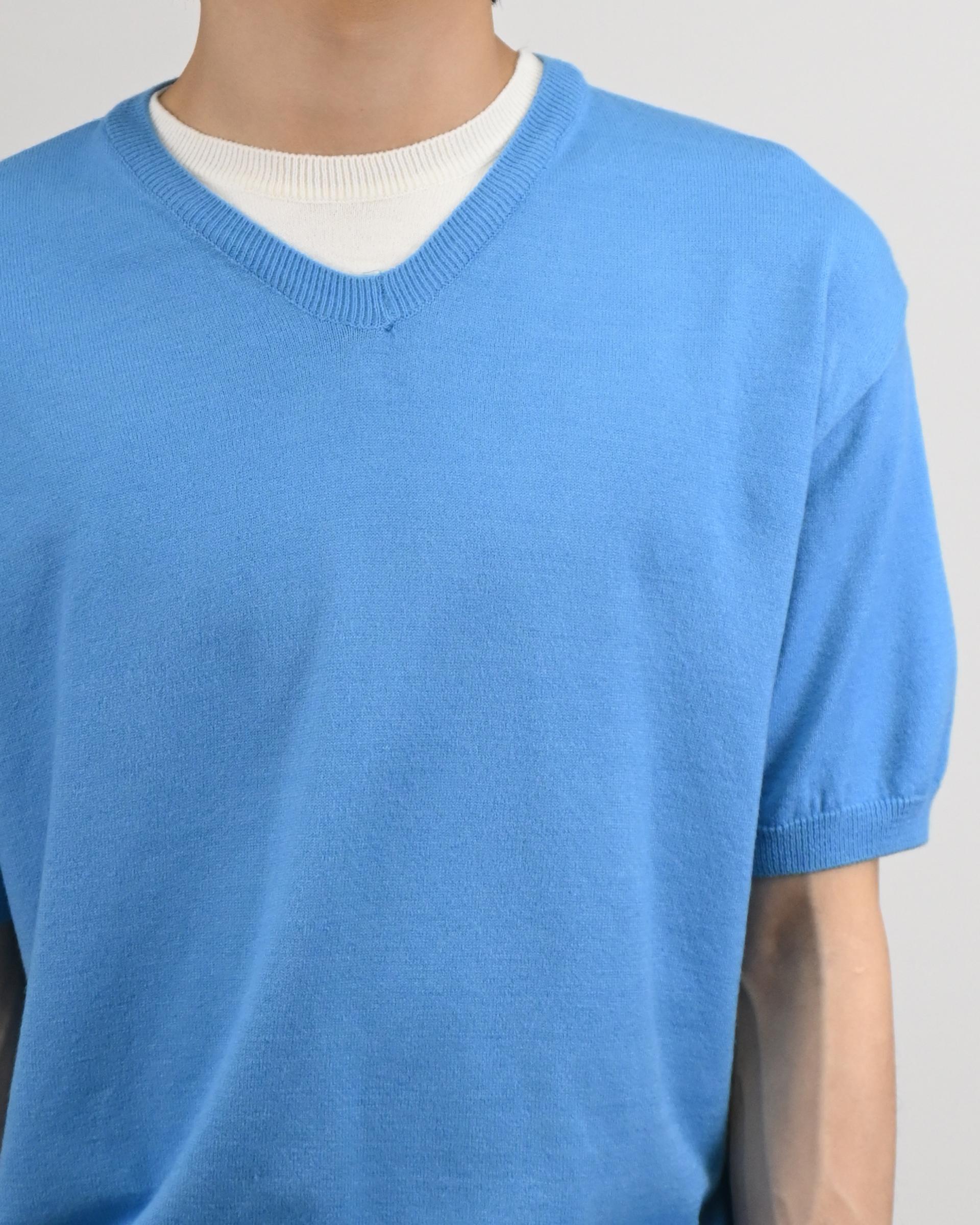 v-neck layered half knit