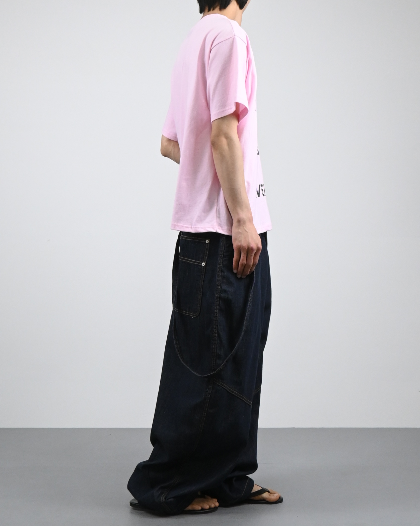 rope swelly curved denim pants