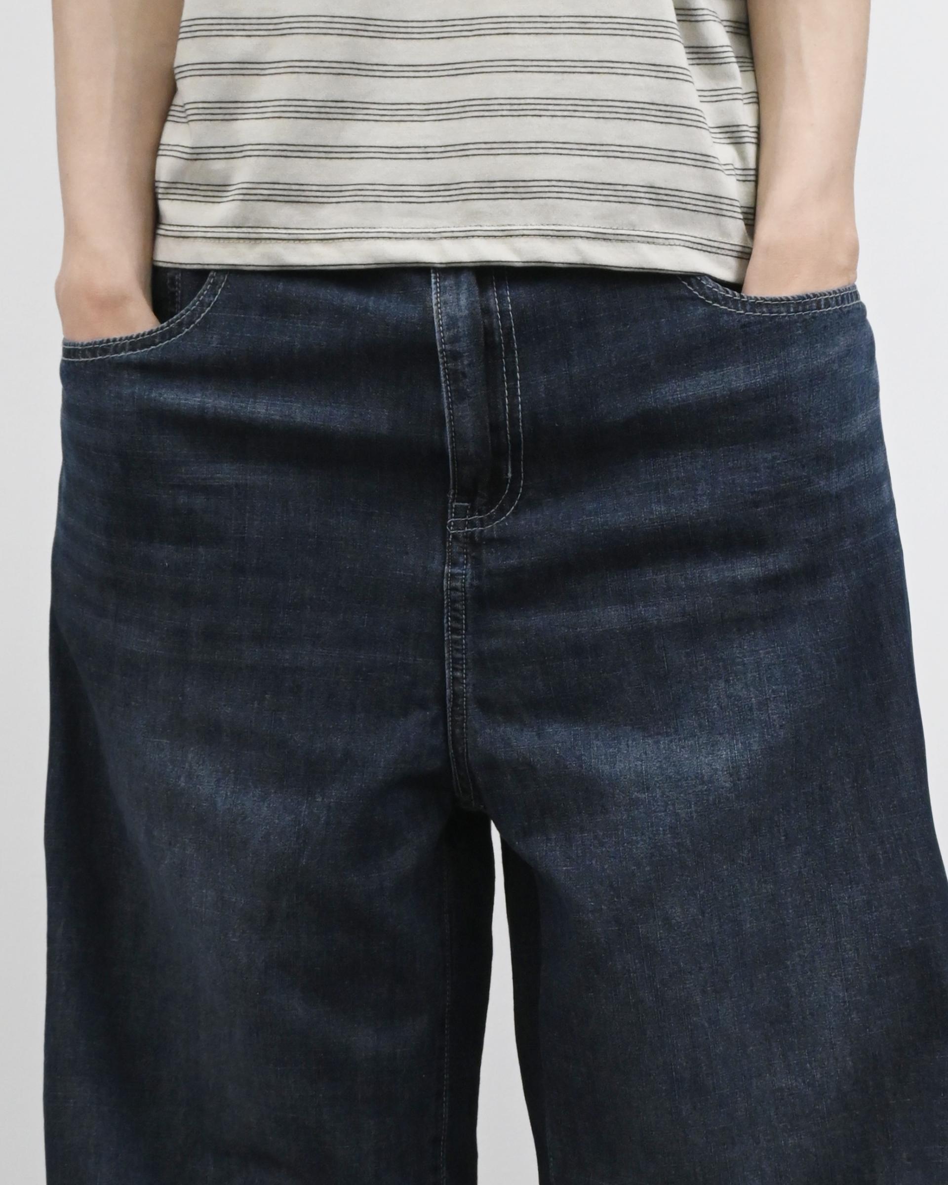 straight linen denim pants