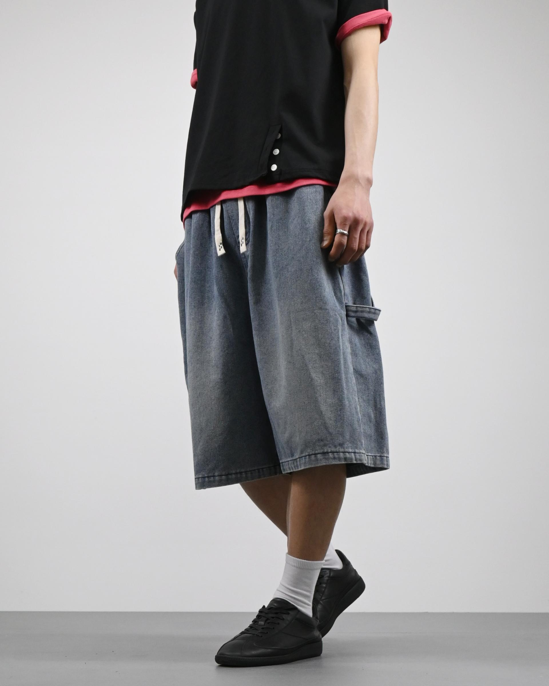 banding vintage carpenter bermuda denim pants