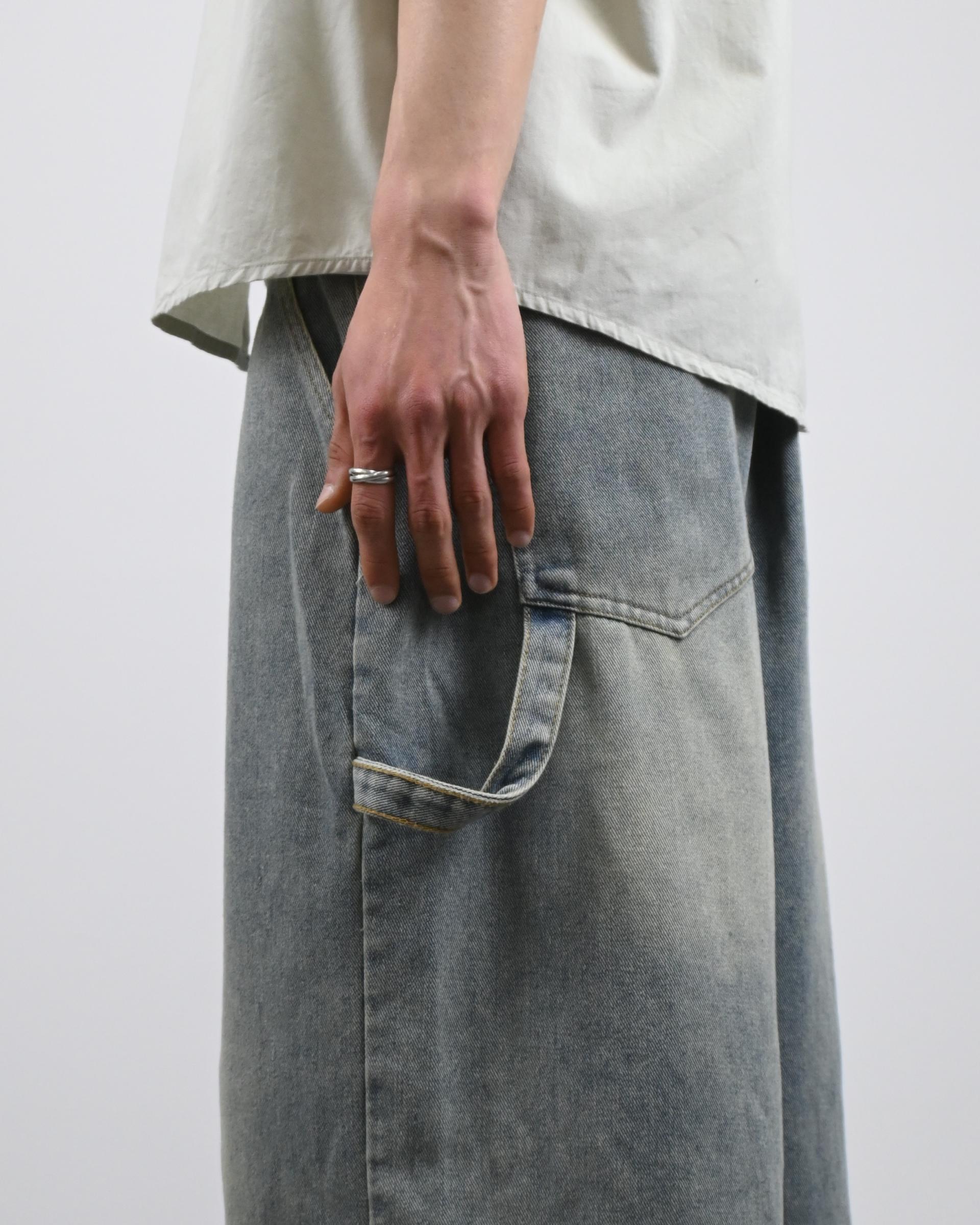 banding vintage carpenter bermuda denim pants