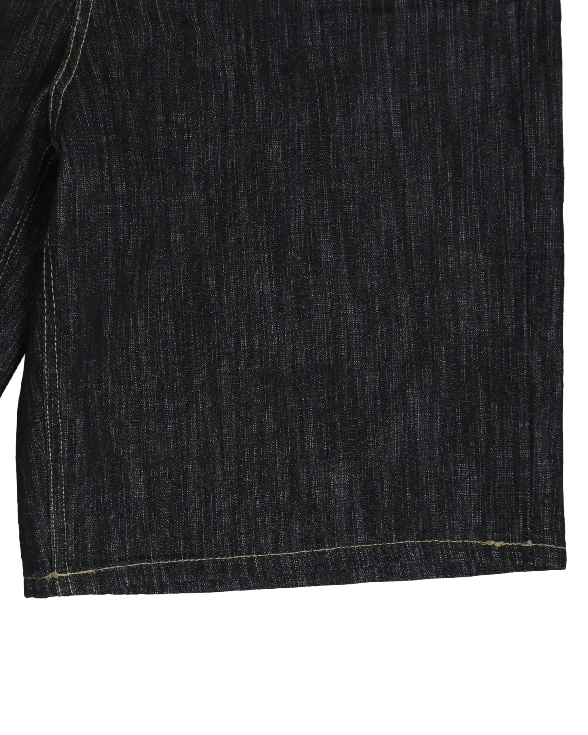raw embossed bermuda denim pants
