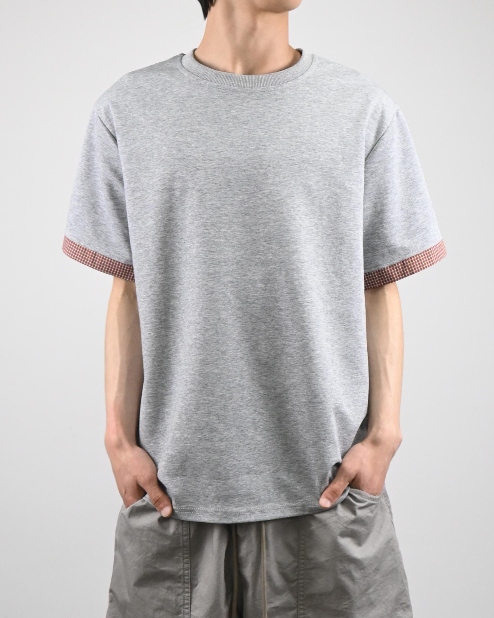 check roll-up half t-shirt