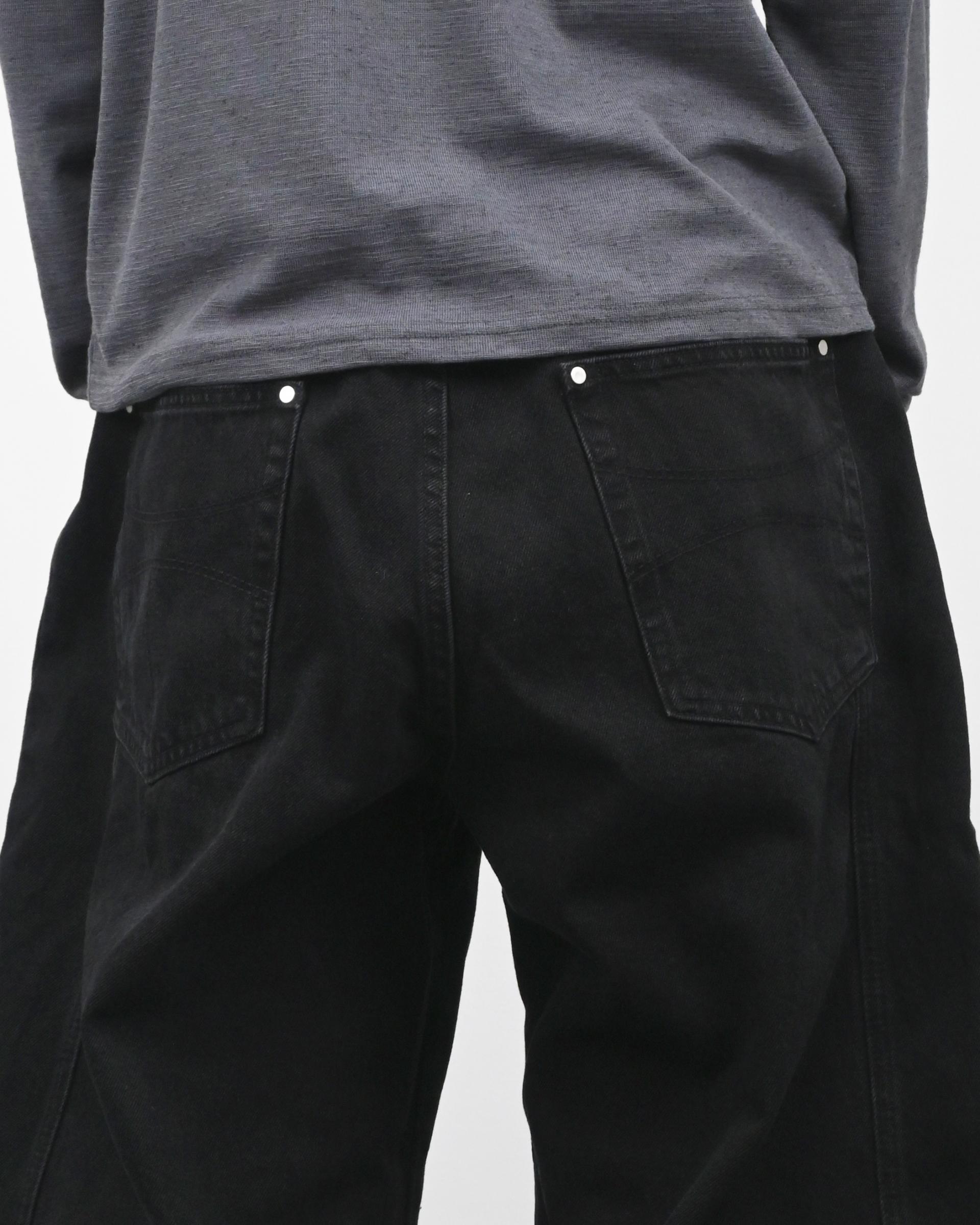 side line velcro black cotton pants
