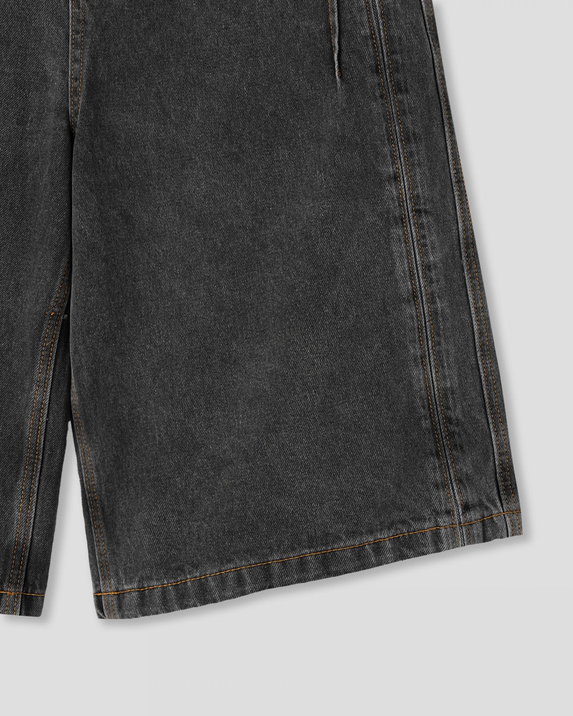 charcoal side line bermuda denim pants
