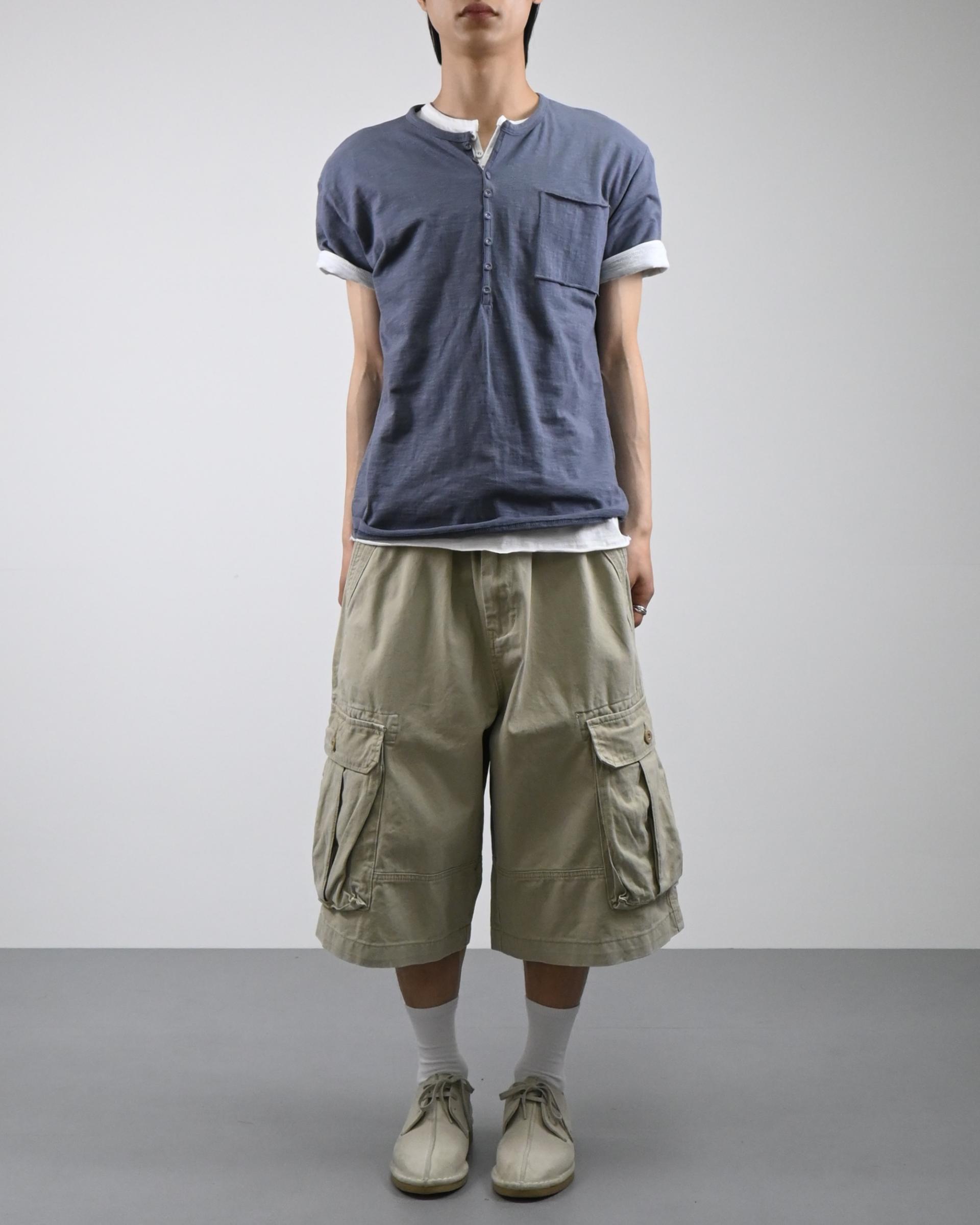 slub henley neck half t-shirt
