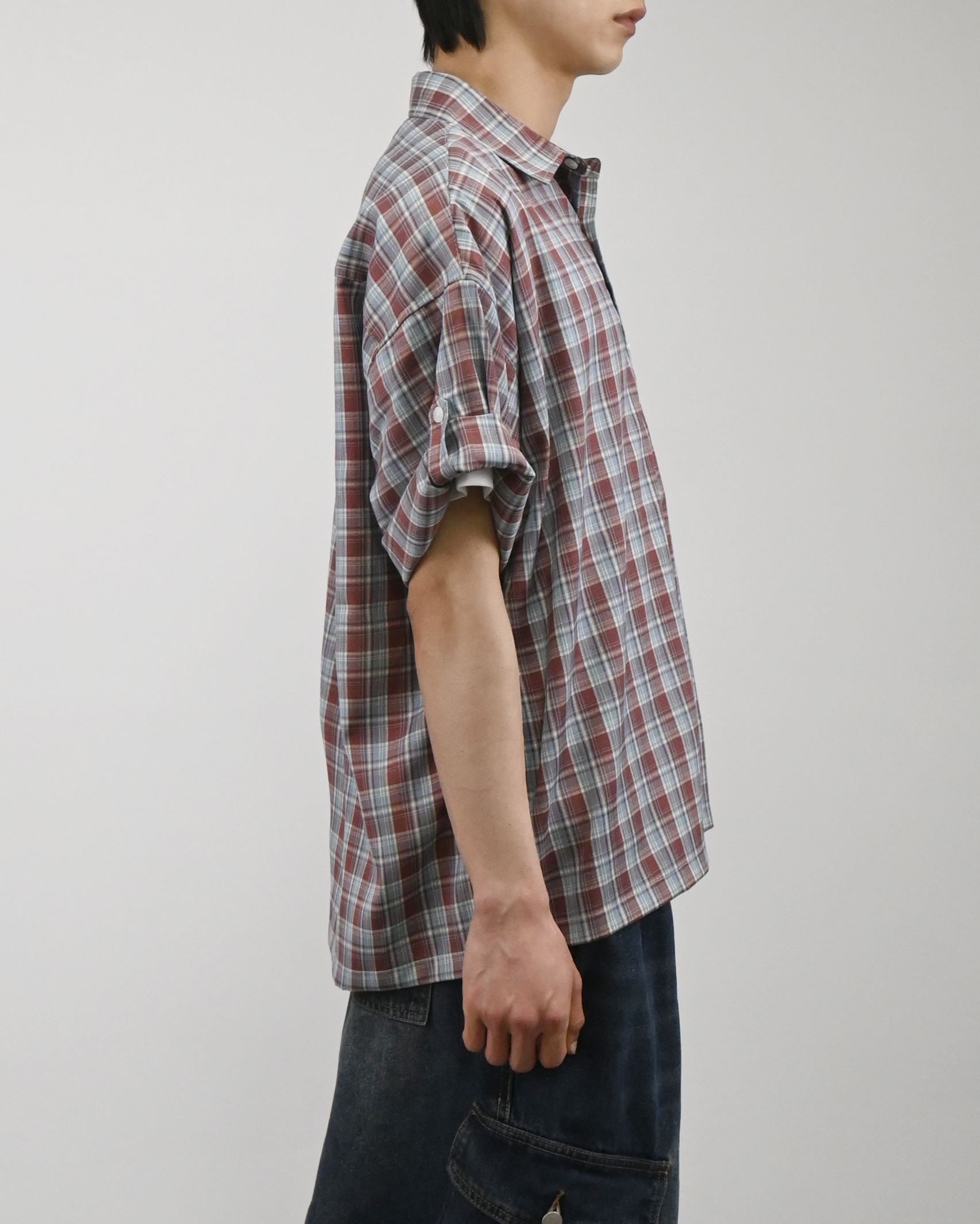 rabin checkered roll-up shirt