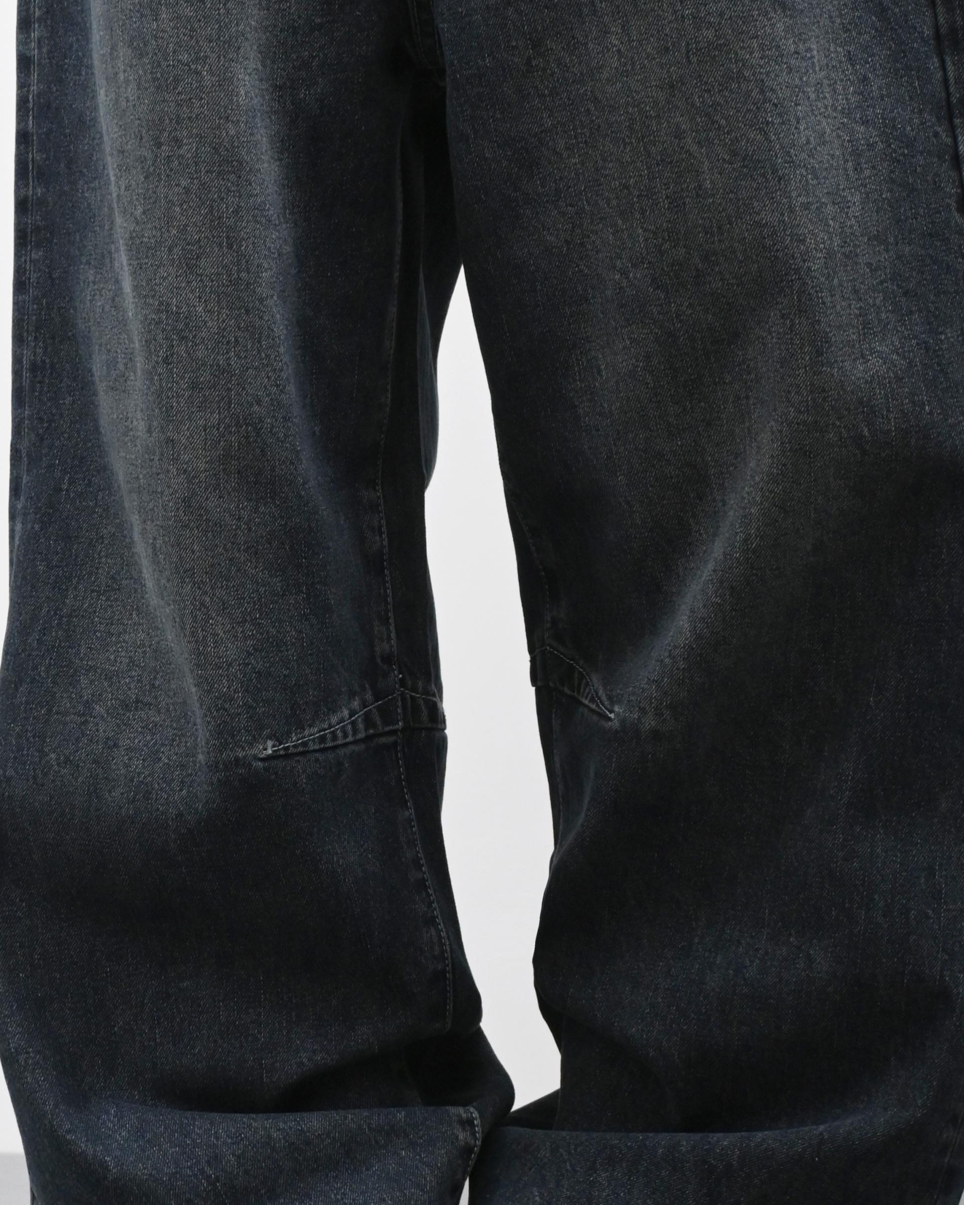 dart curved denim pants (dark blue)