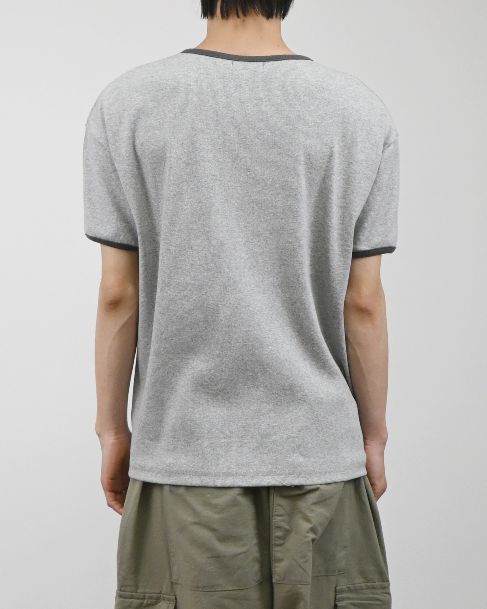 offset henley neck ringer half t-shirt