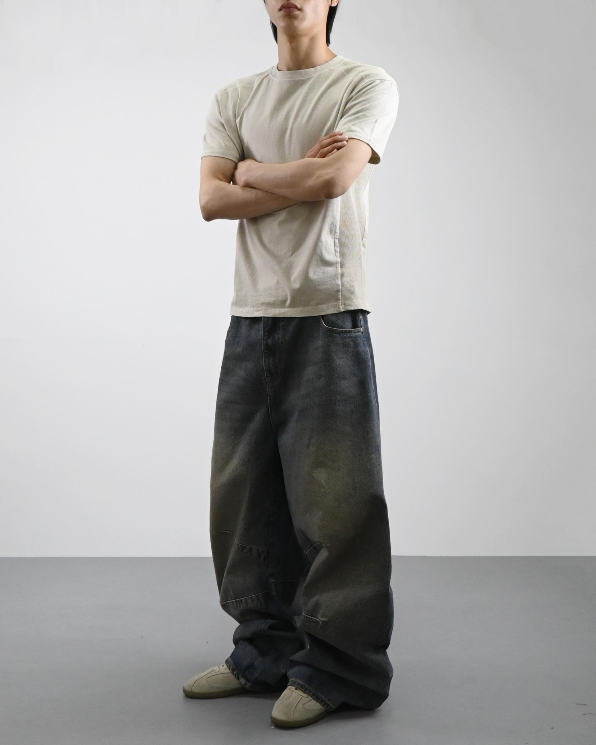 waffle panel pigment half t-shirt