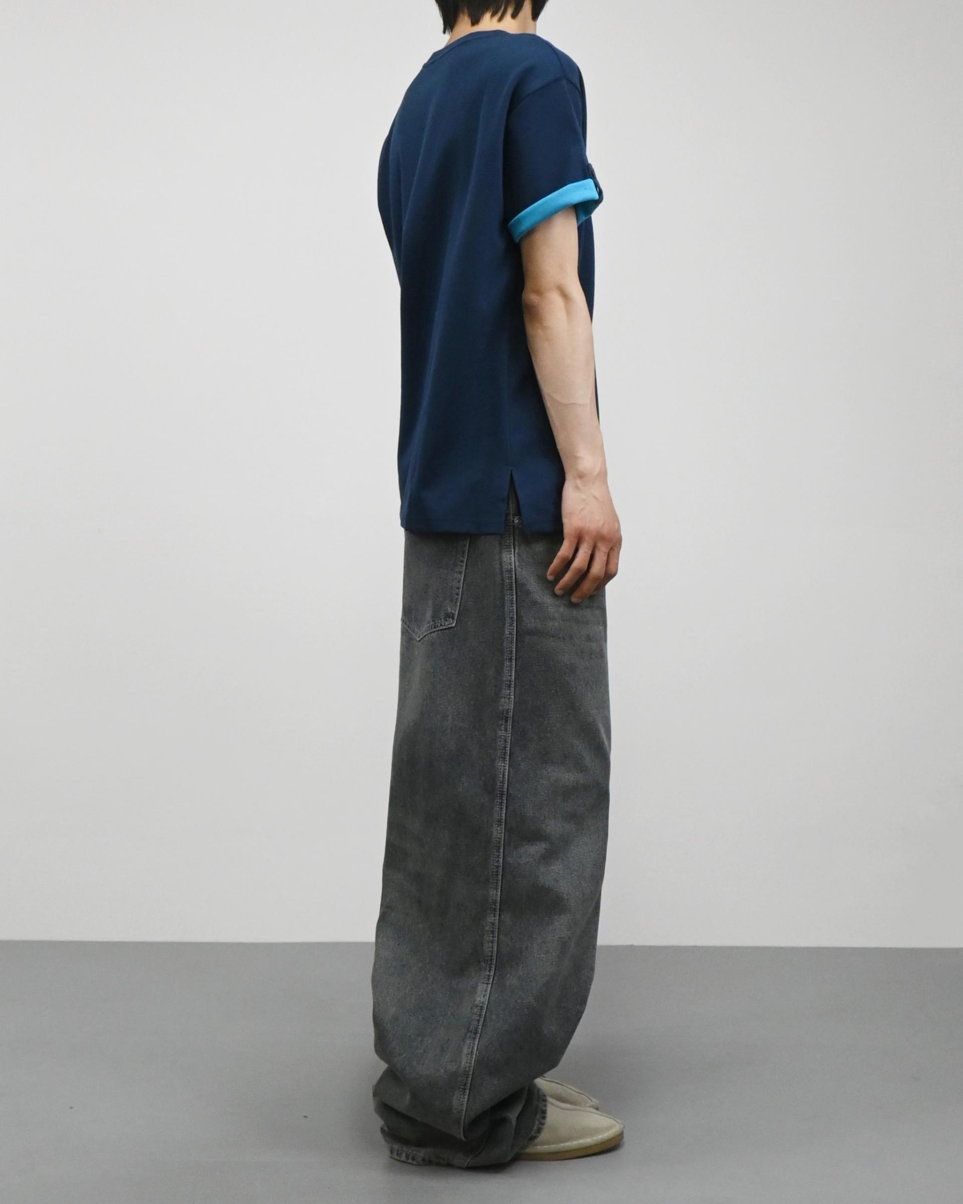 dart balloon denim pants (dark blue)