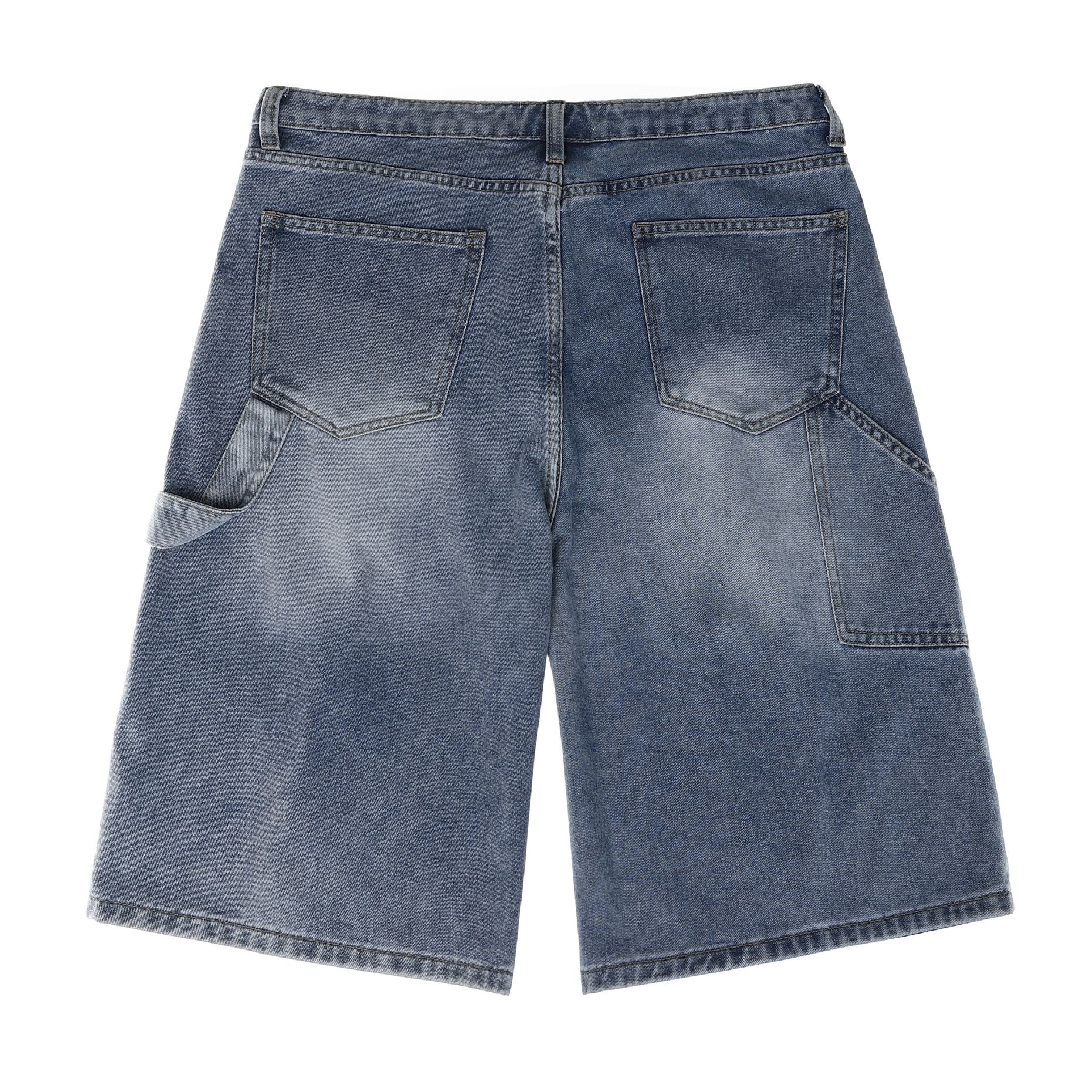 one tuck carpenter bermuda denim pants