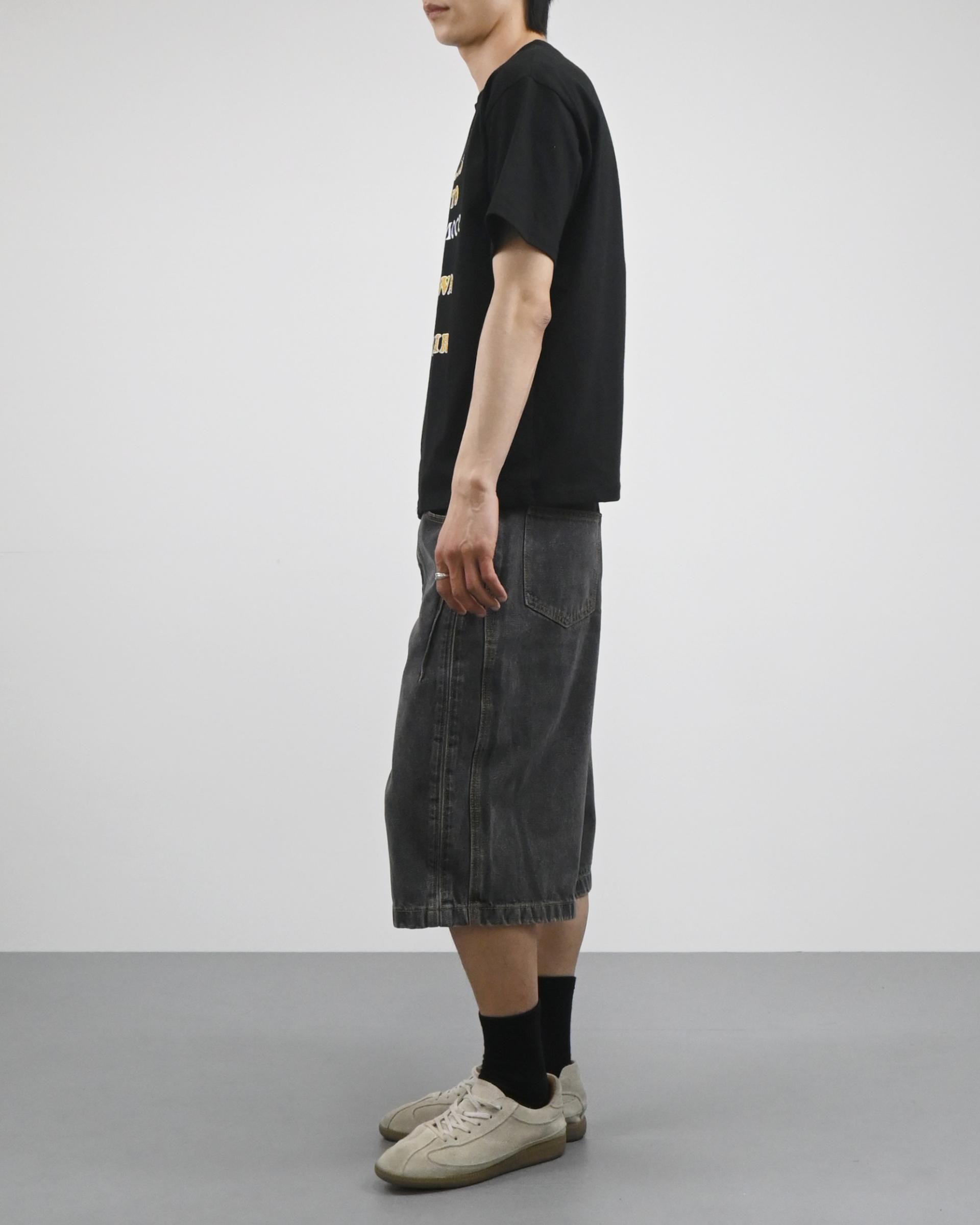 charcoal side line bermuda denim pants