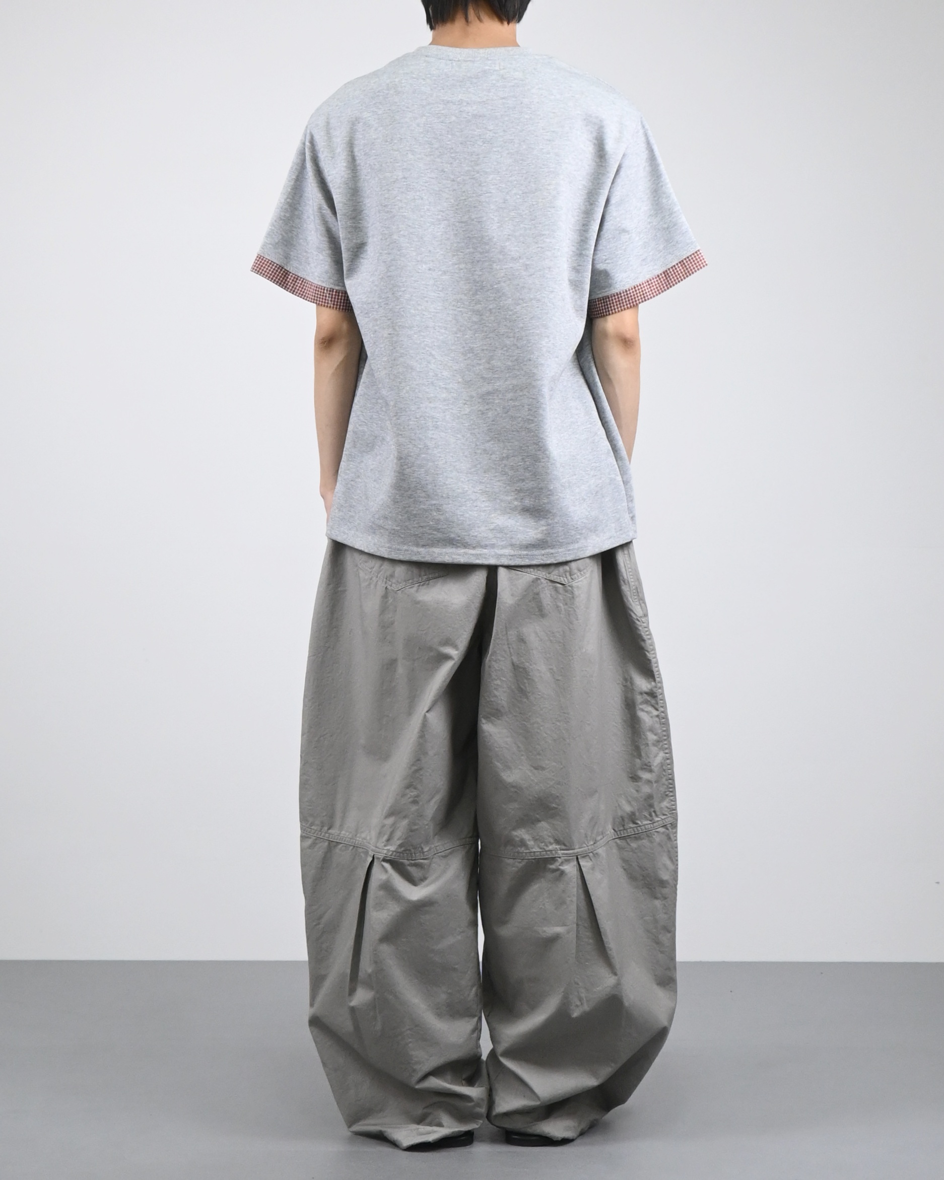 check roll-up half t-shirt