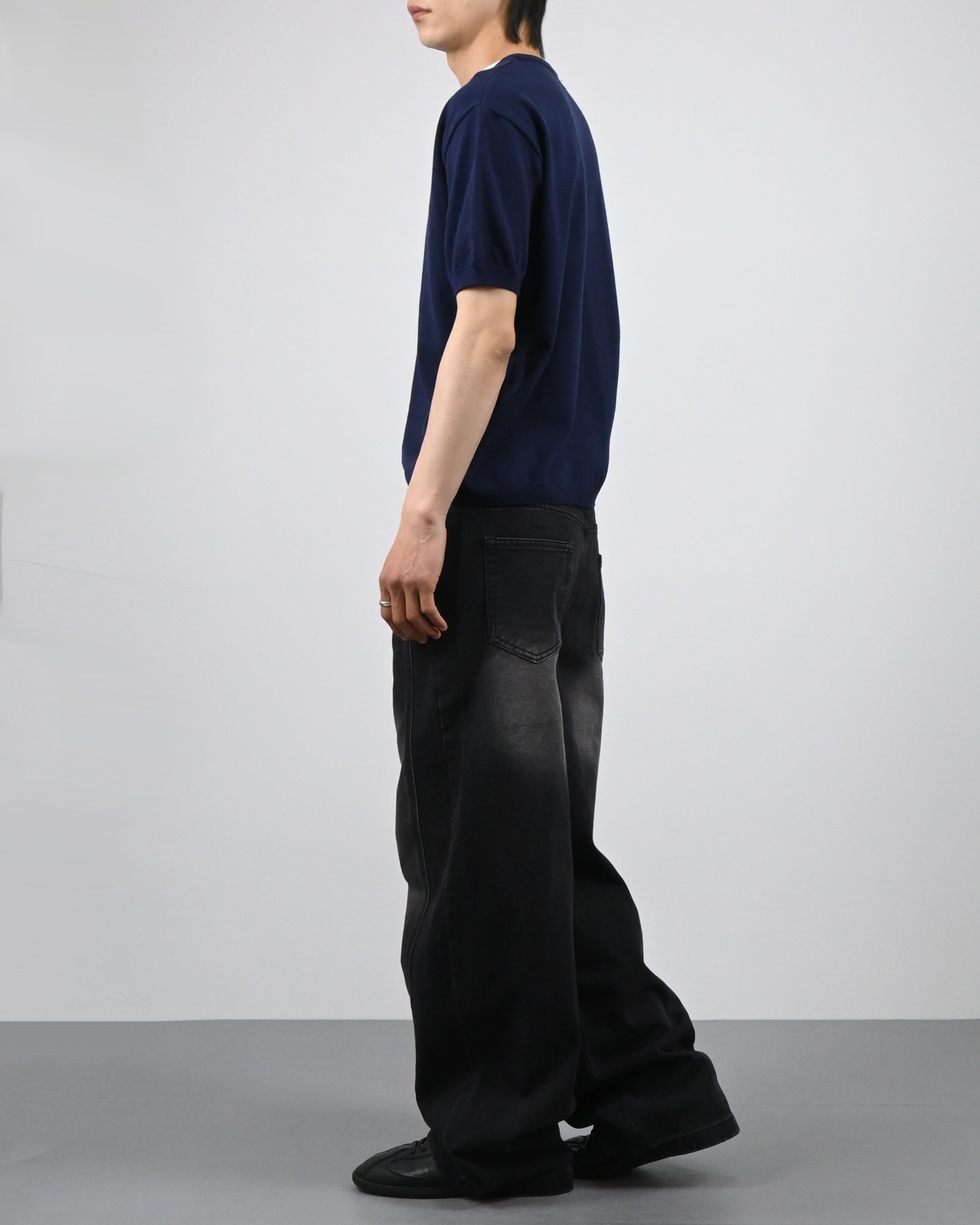 v-neck layered half knit