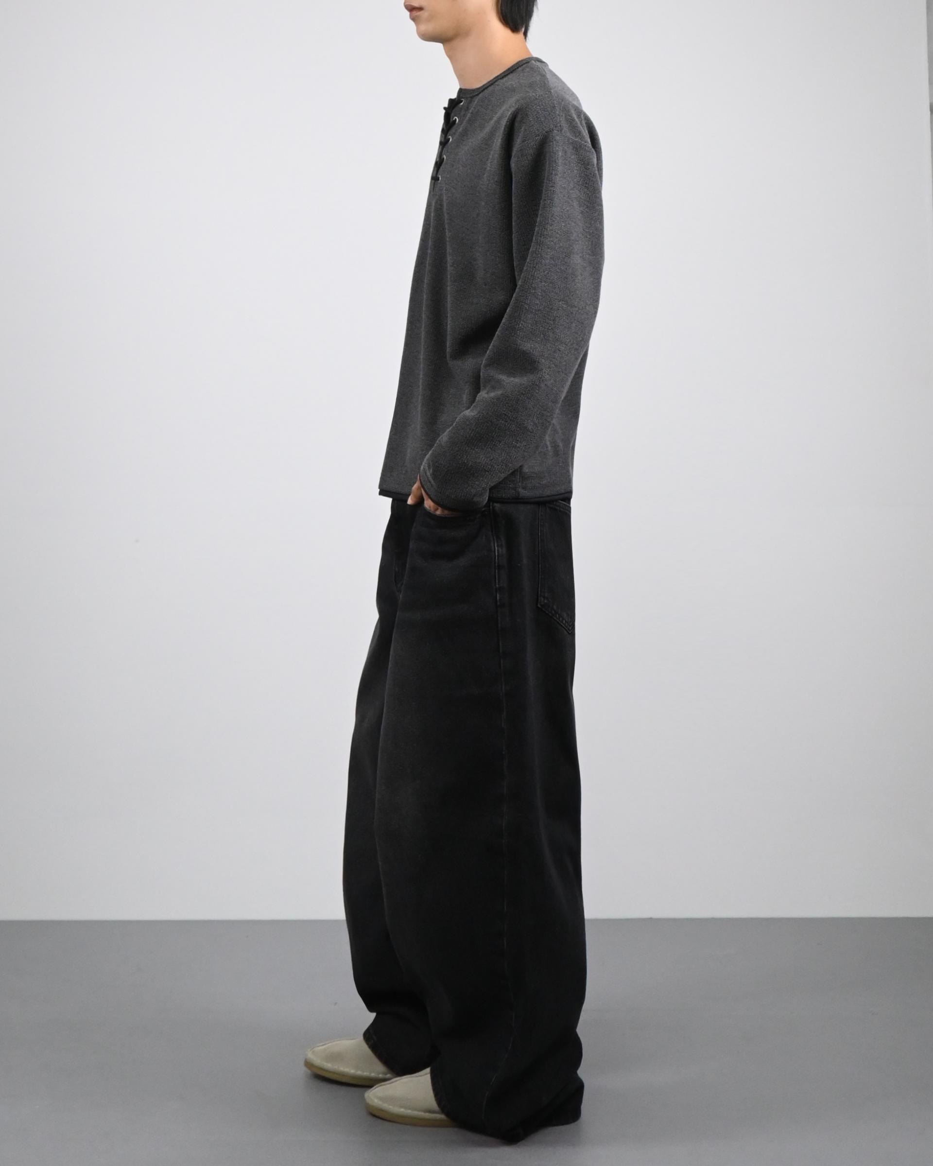 banding balloon denim pants