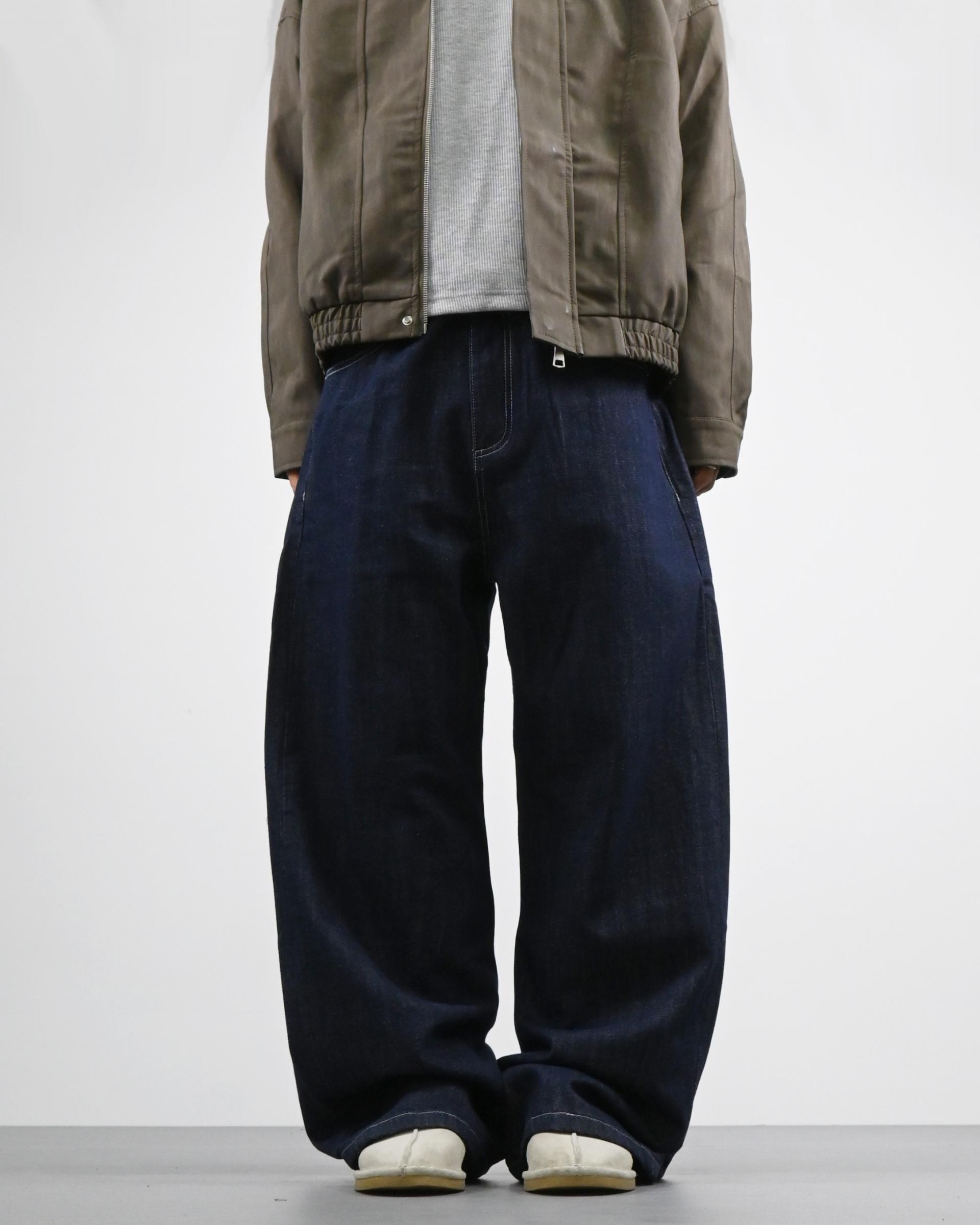 velcro deep indigo denim pants