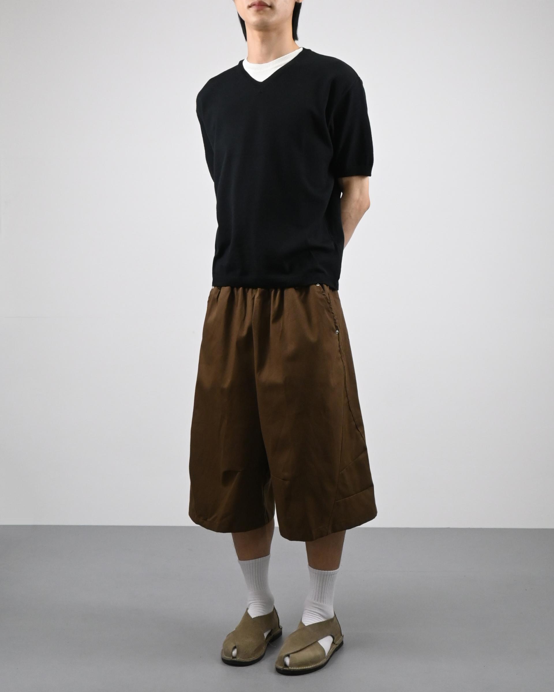 v-neck layered half knit