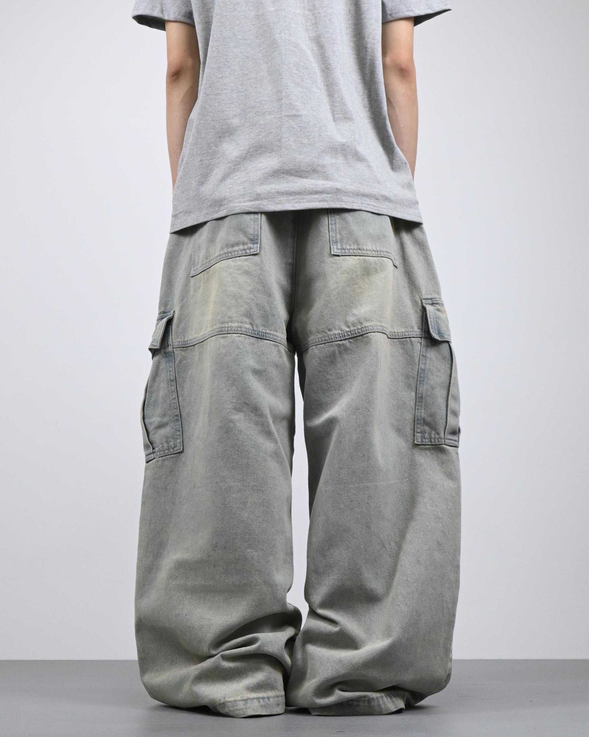gray parachute denim cargo pants