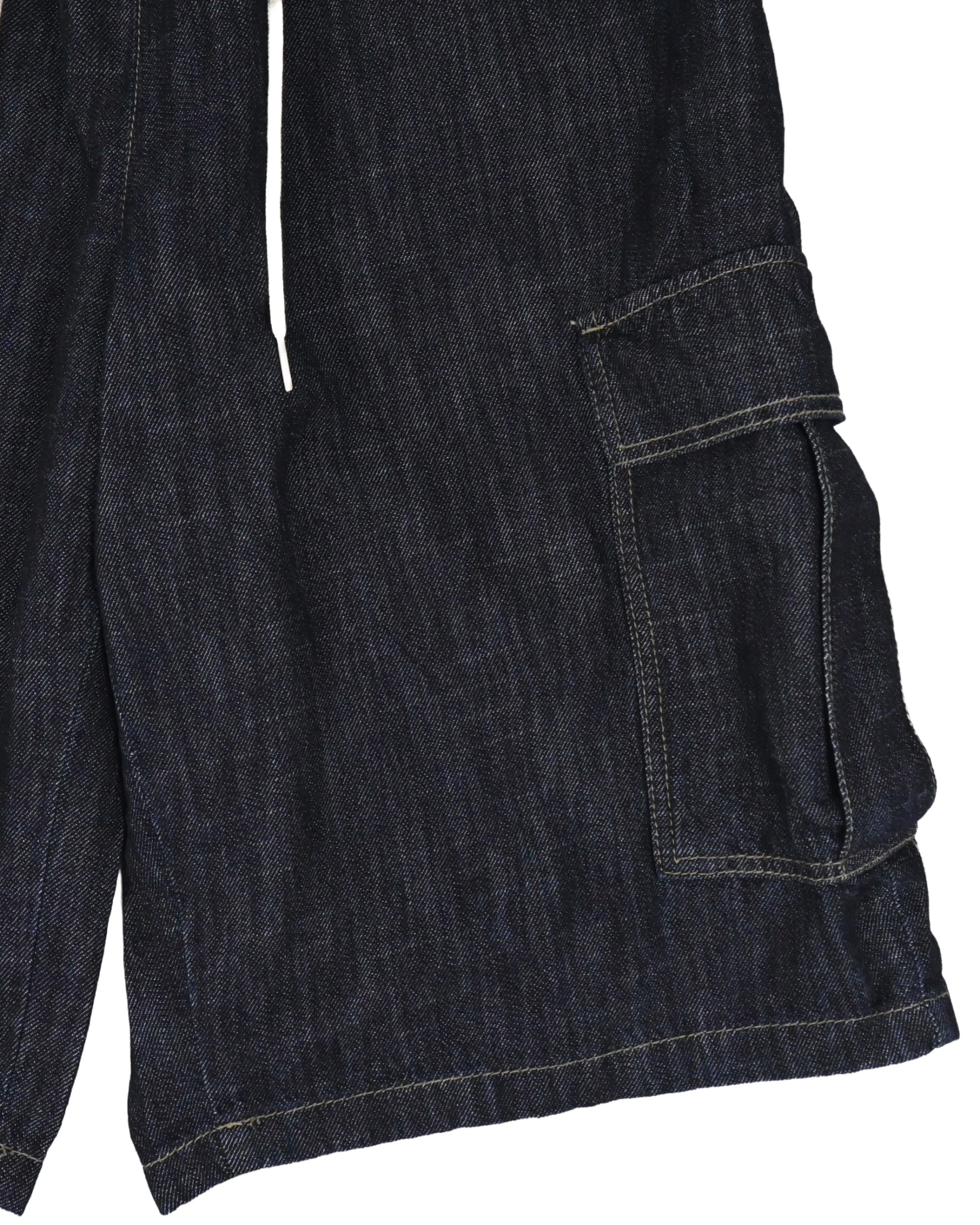 slub denim cargo bermuda pants