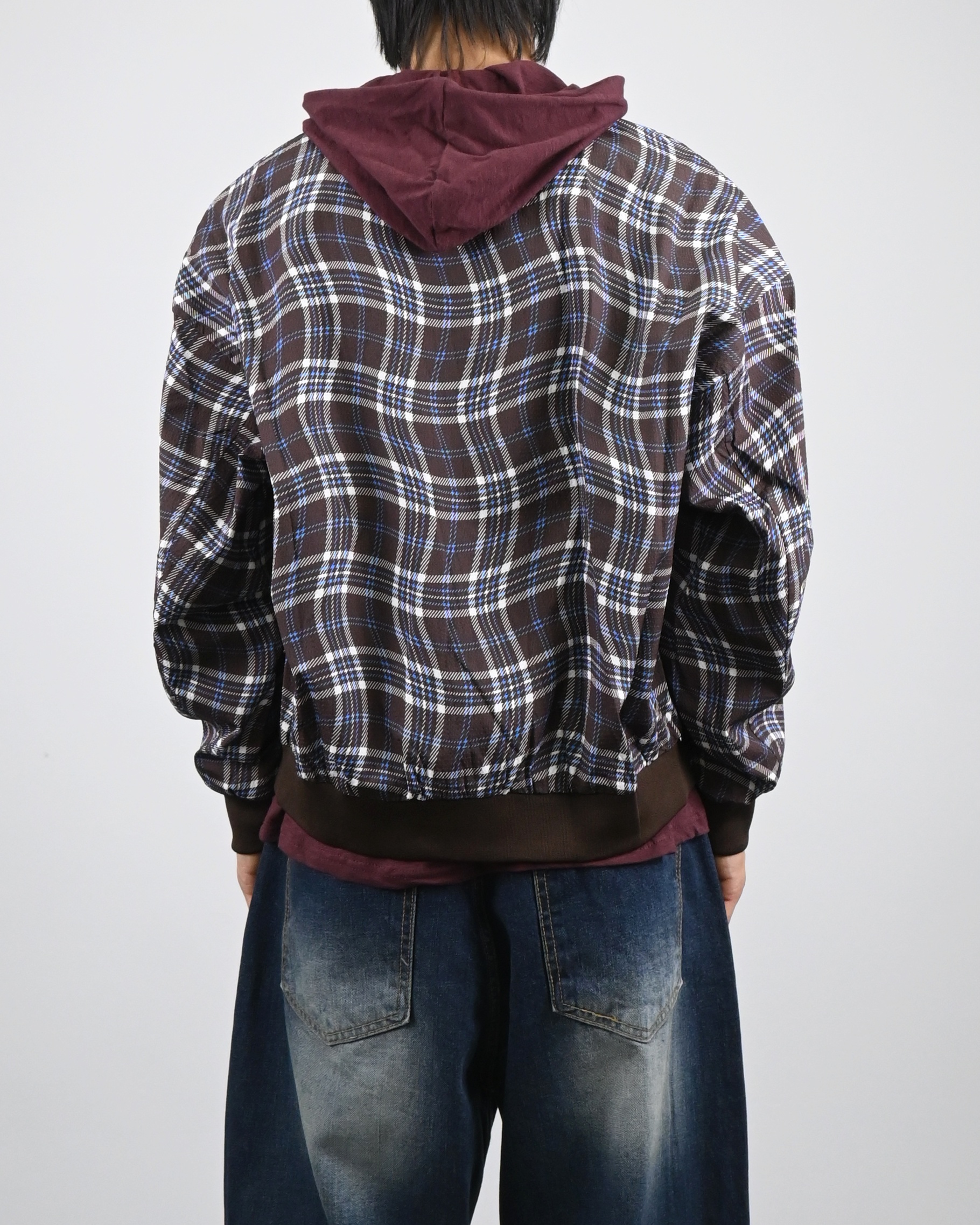 wavy check bomber jacket