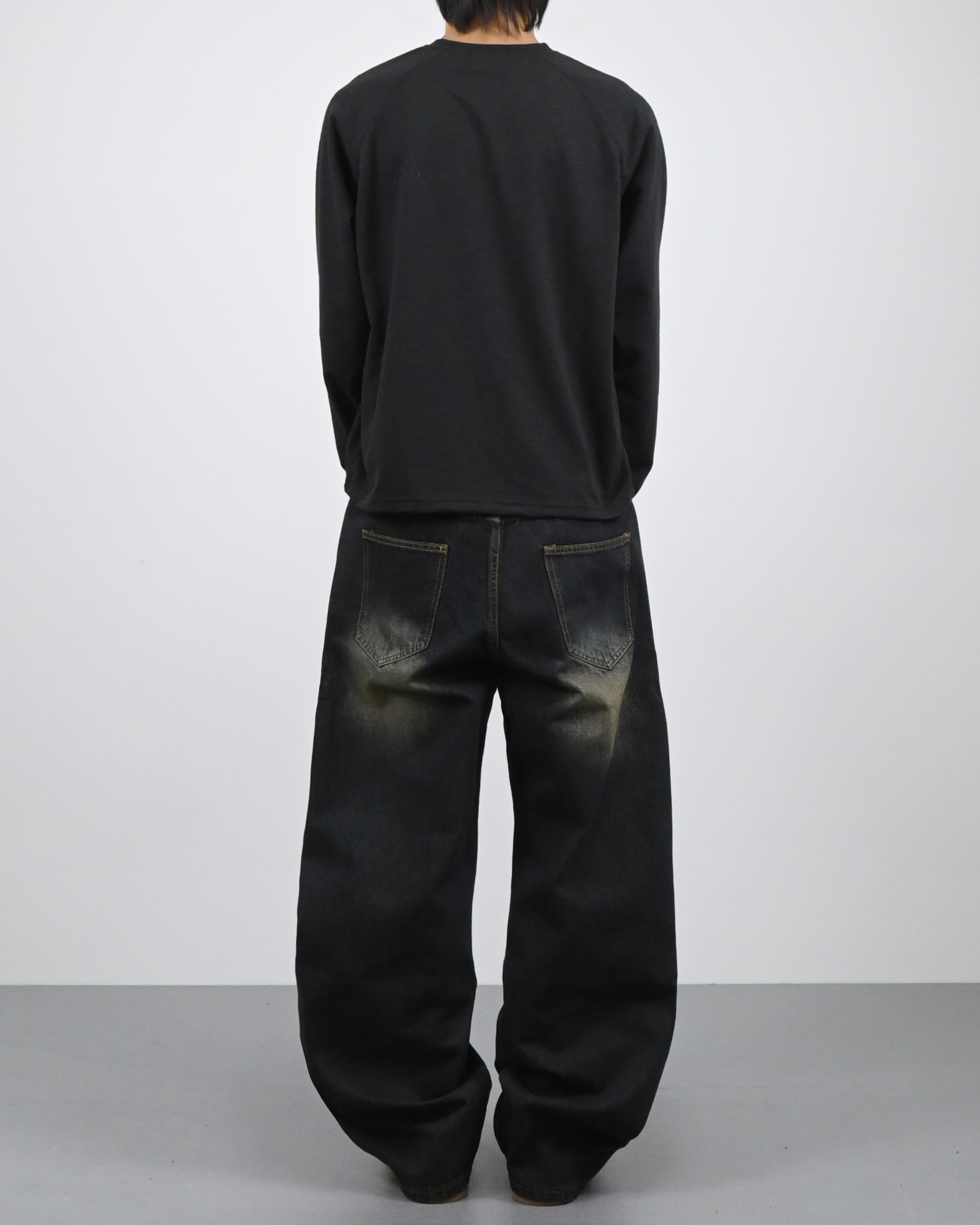 oil vintage curved denim pants