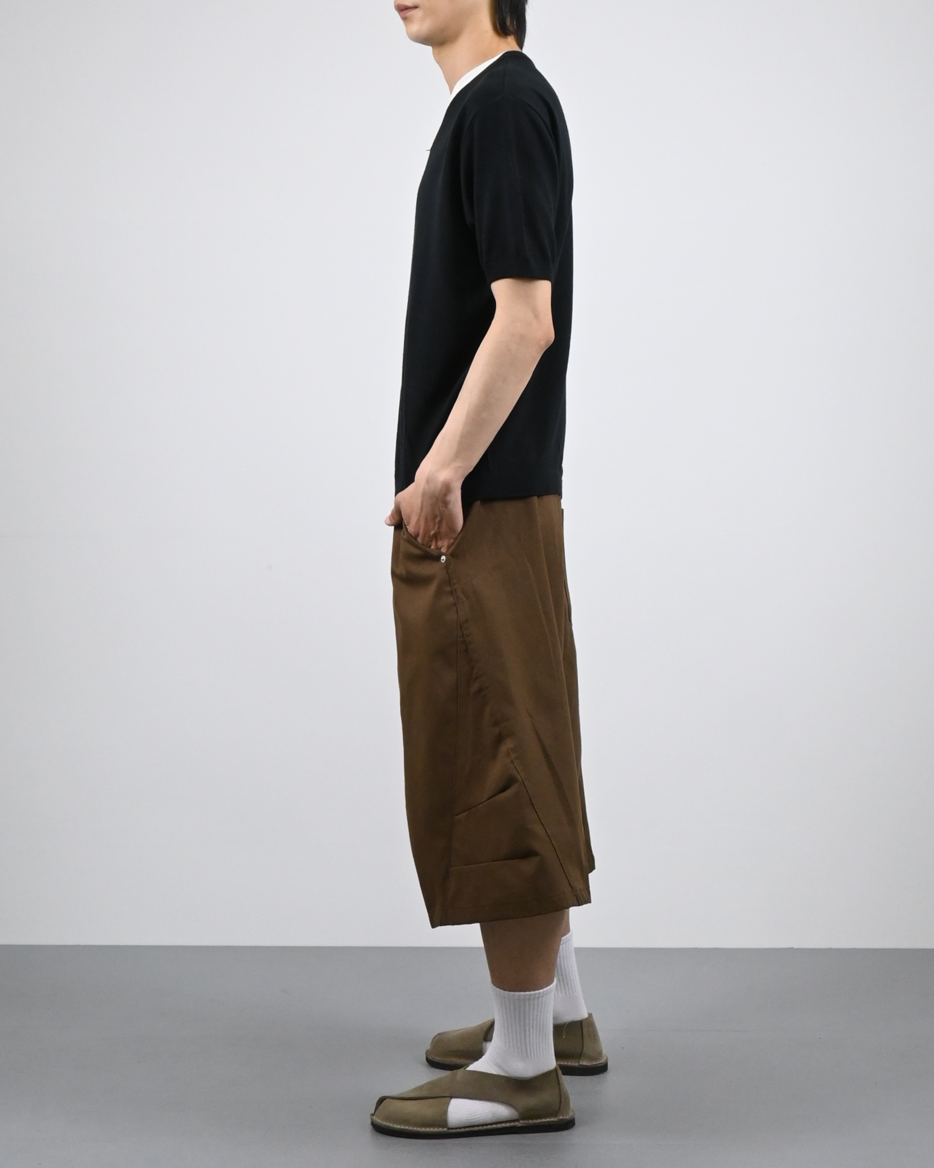 v-neck layered half knit