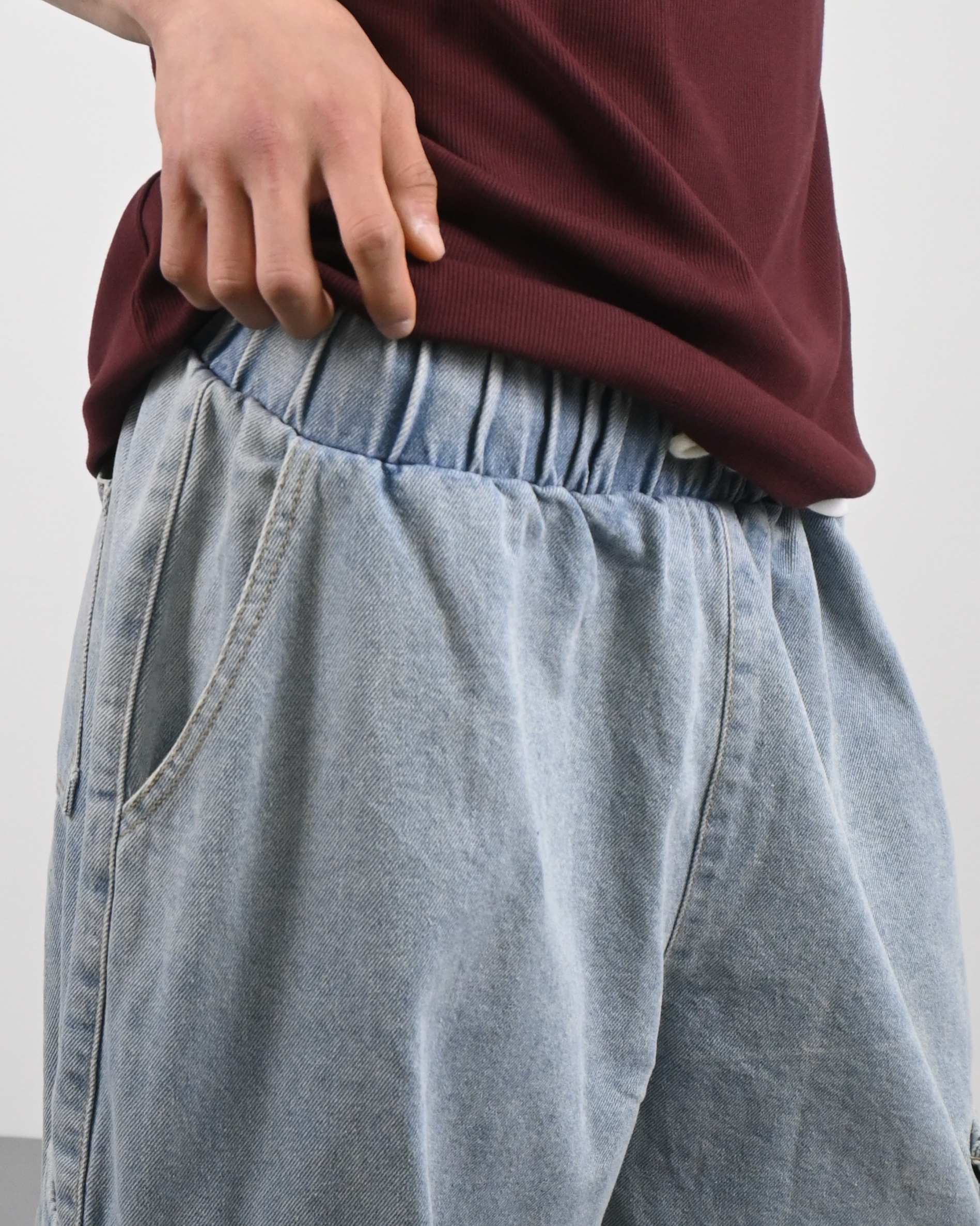 banding big cargo denim pants