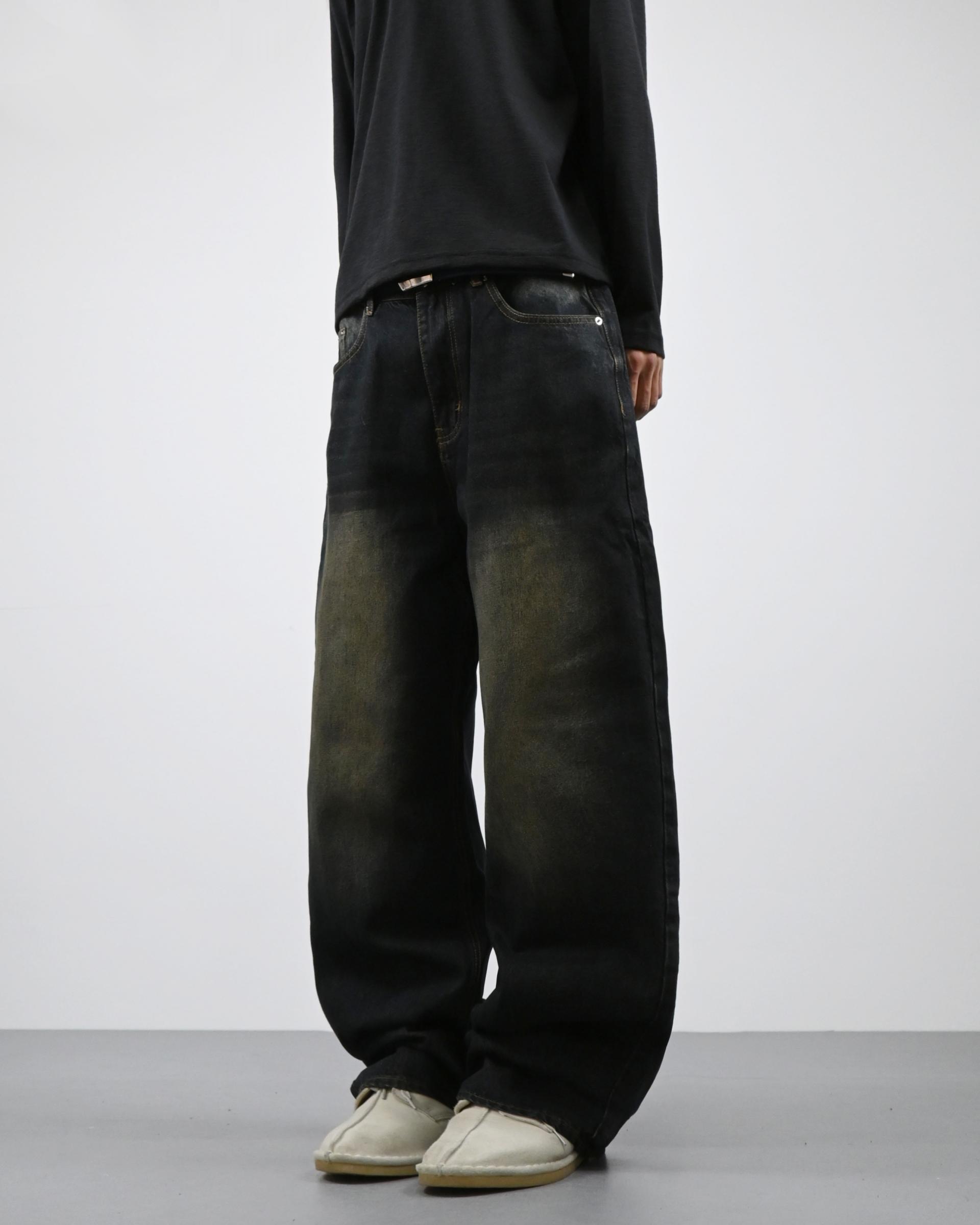 oil vintage curved denim pants
