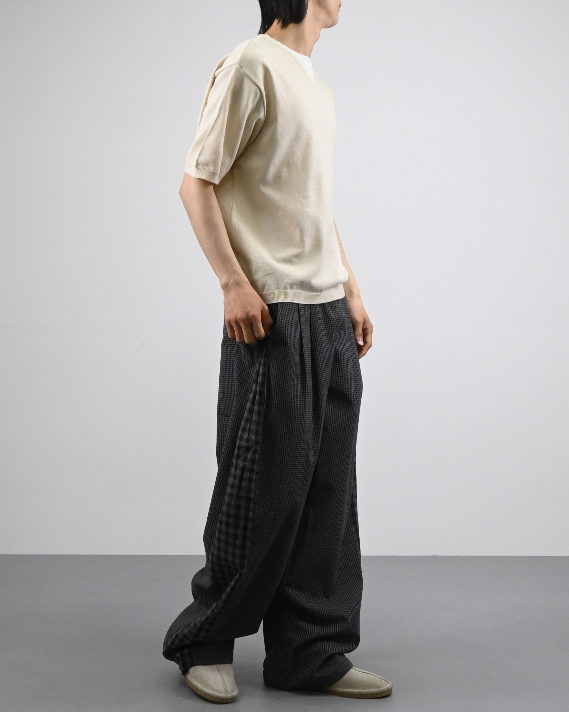v-neck layered half knit