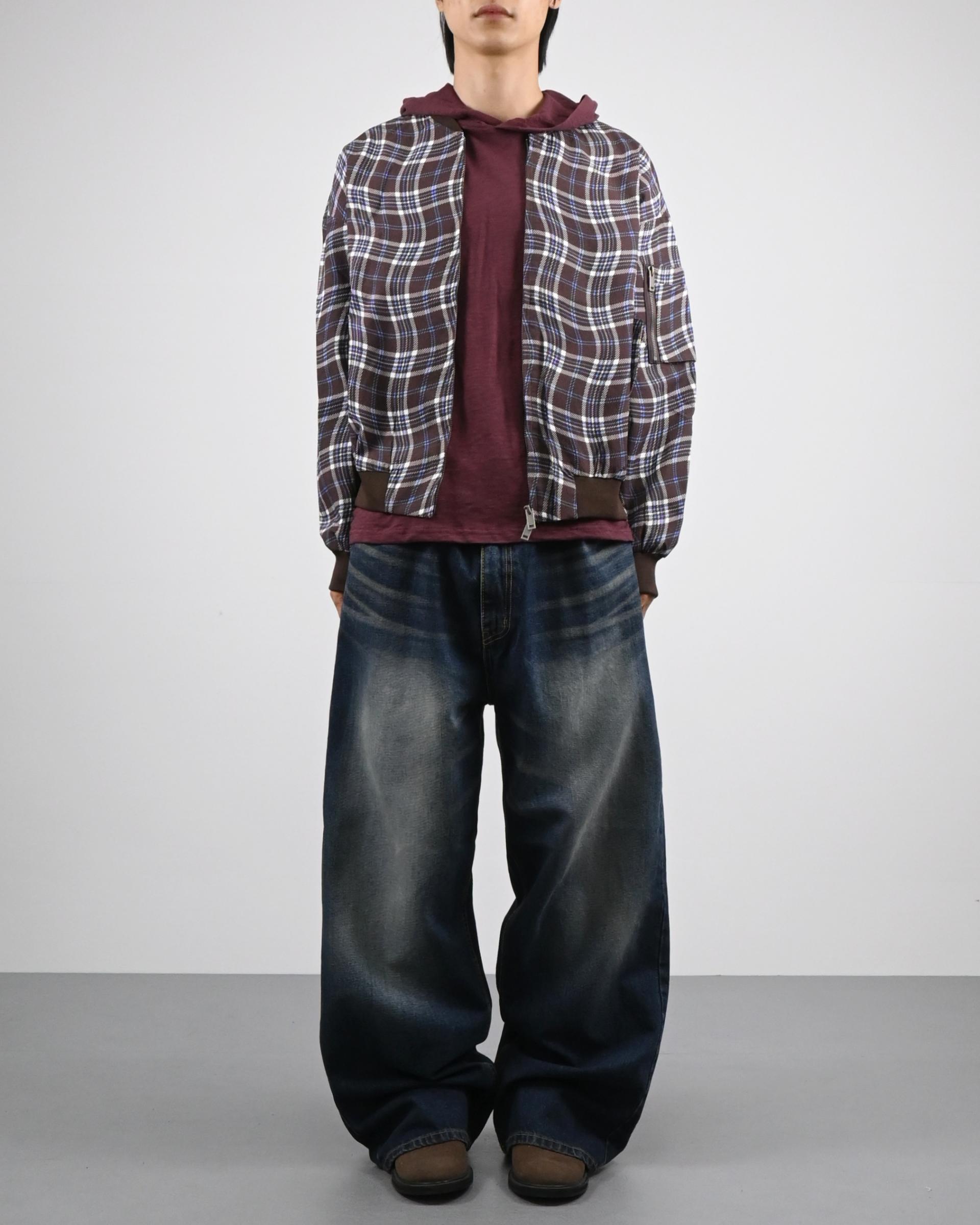 wavy check bomber jacket