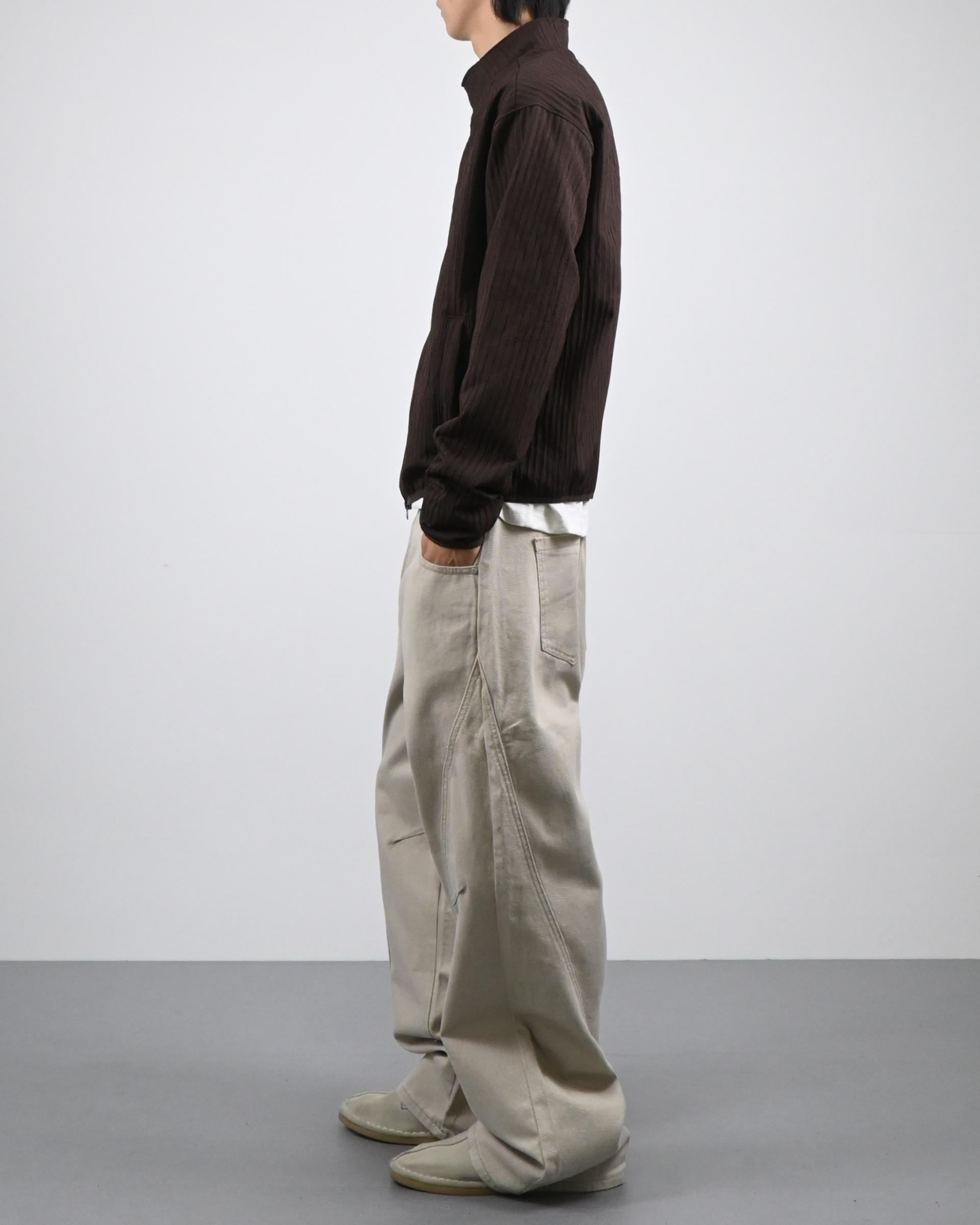 curved seam line cotton pants
