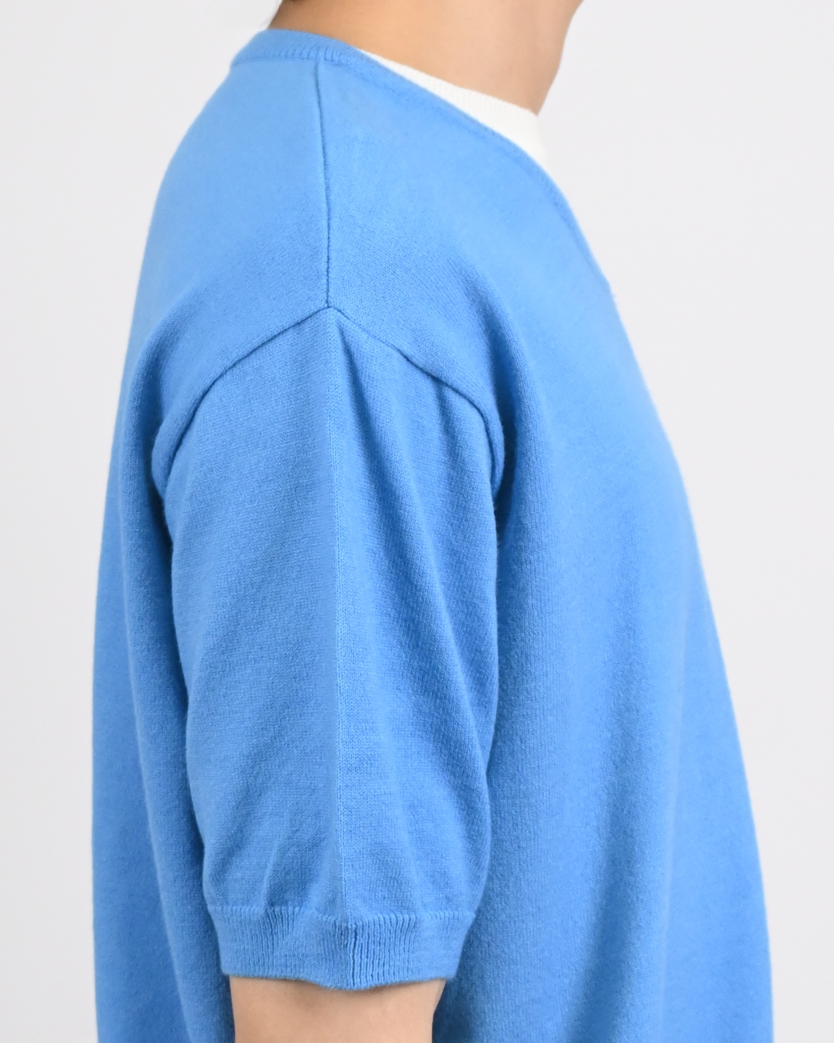 v-neck layered half knit